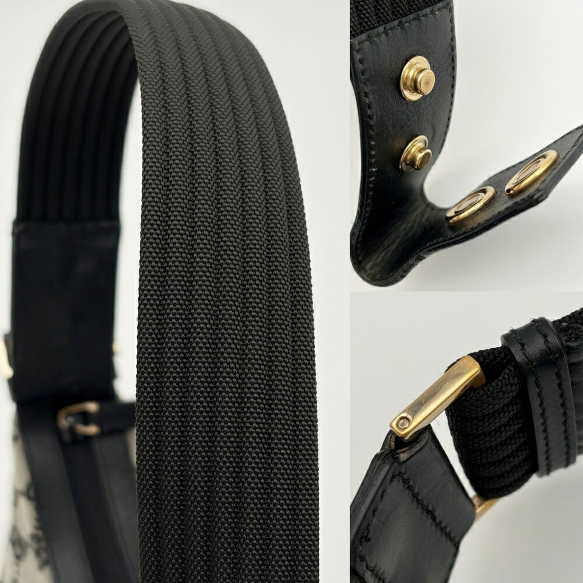 Gucci Black Gg Canvas Leather Shoulder Bag (Pre-Owned)