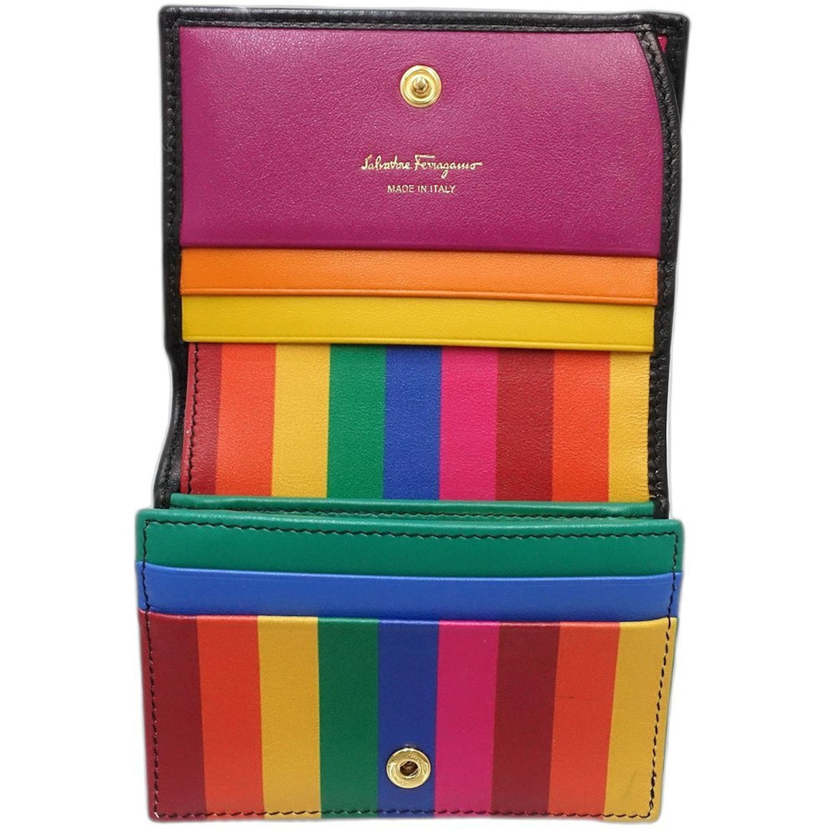 Salvatore Ferragamo Black Multi-Color Leather Wallet (Bi-Fold) (Pre-Owned)