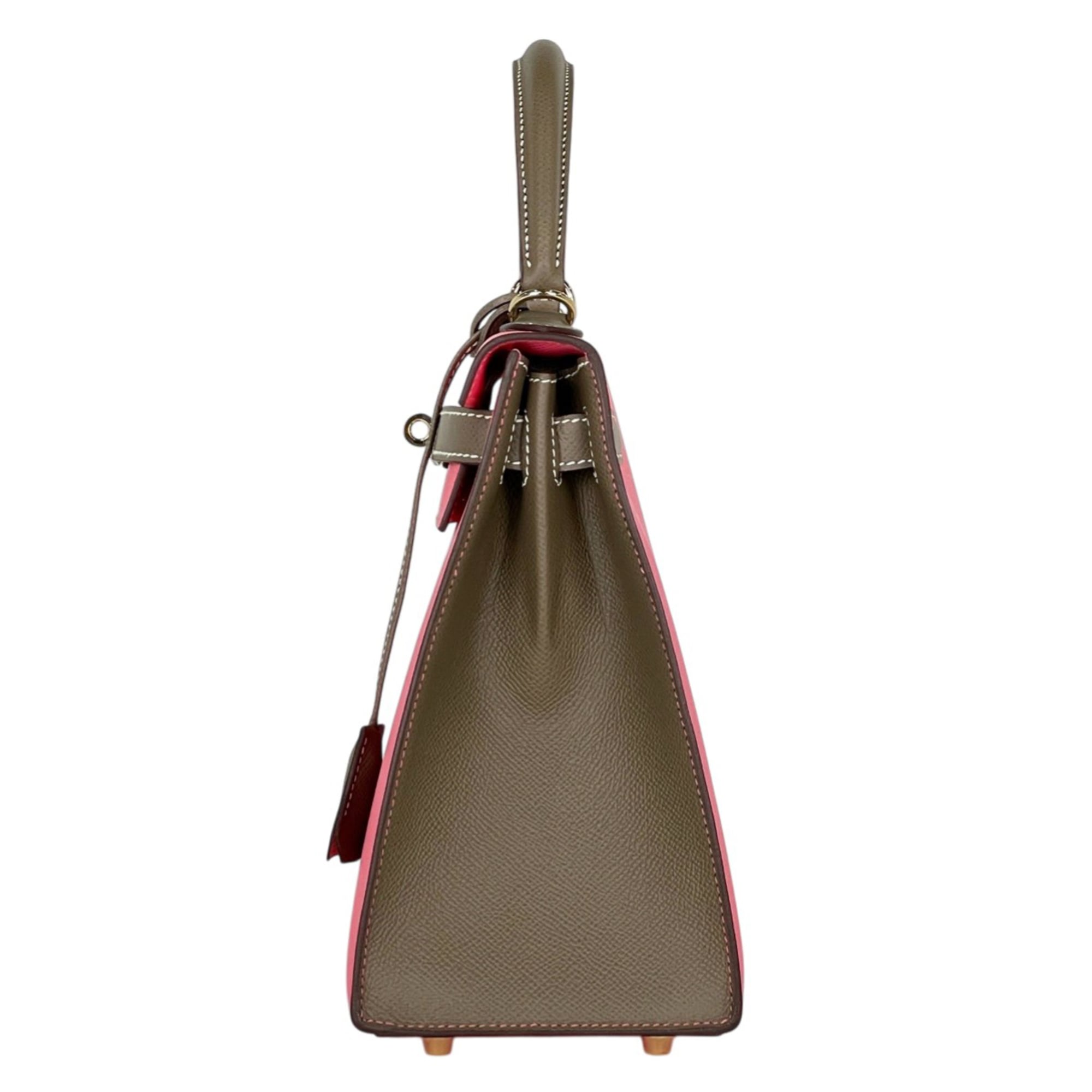 Hermes Kelly Etoupe Gray Rose Azalee Epsom Leather Handbag Shoulder Bag (Pre-Owned)