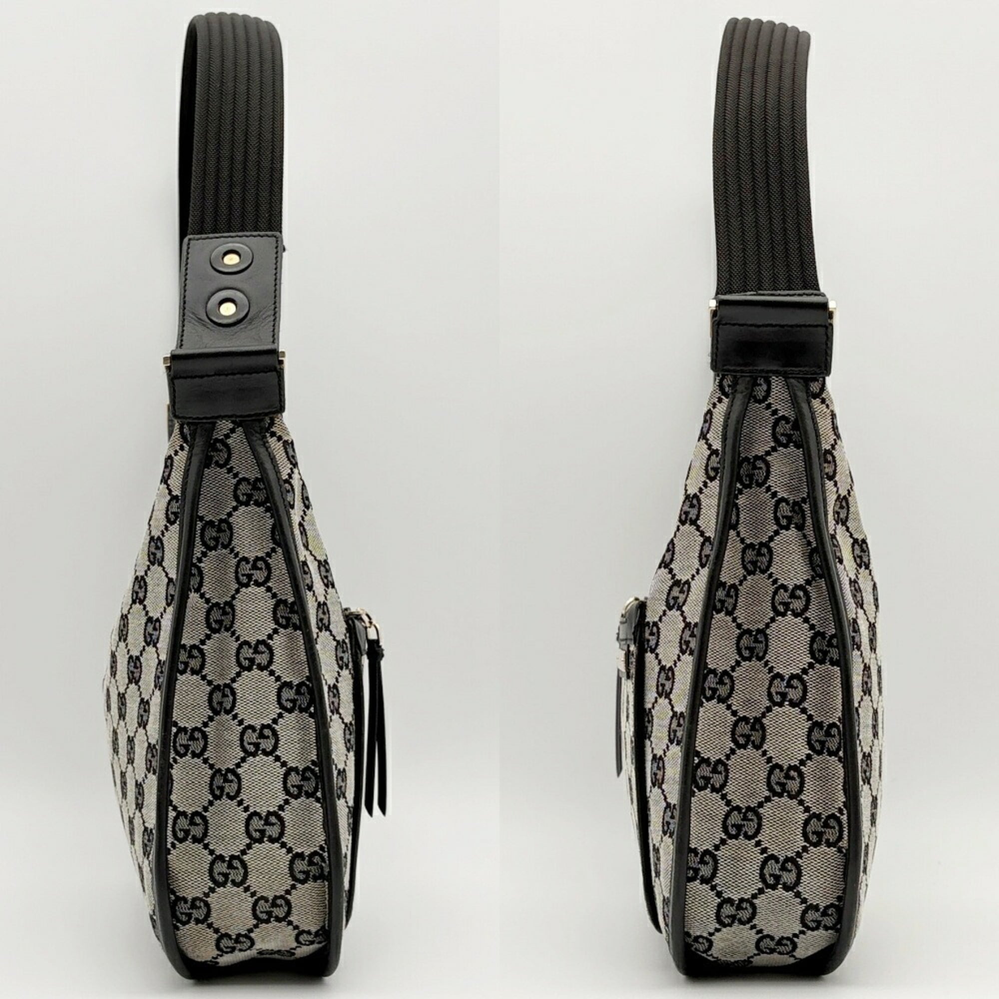 Gucci Black Gg Canvas Leather Shoulder Bag (Pre-Owned)