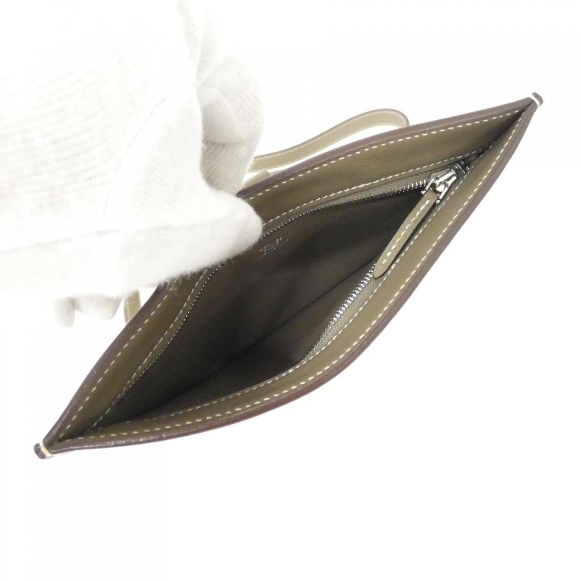 Hermes Etoupe Gray Swift Leather Chain/Shoulder Wallet (Pre-Owned)