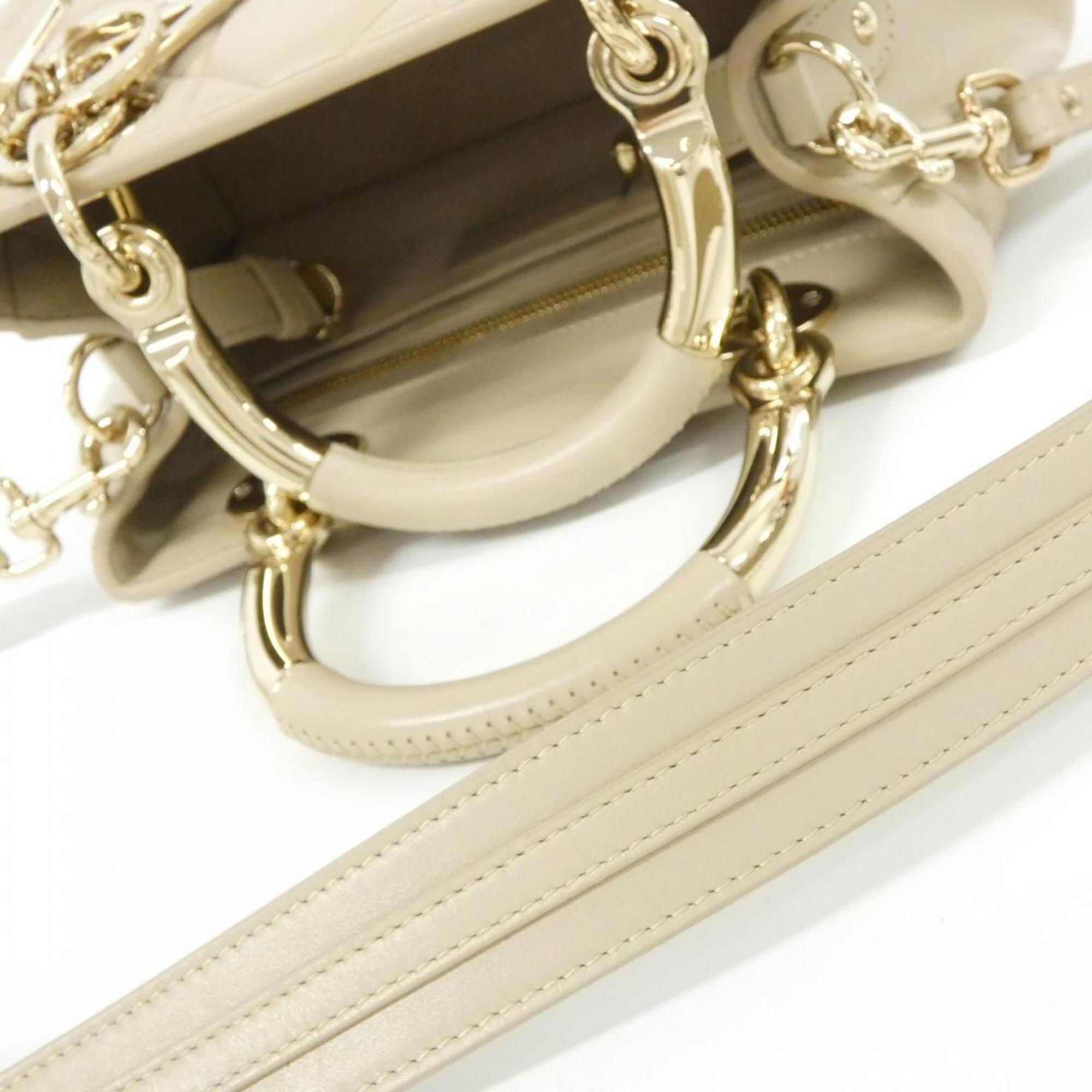 Christian Dior Beige Leather Handbag (Pre-Owned)