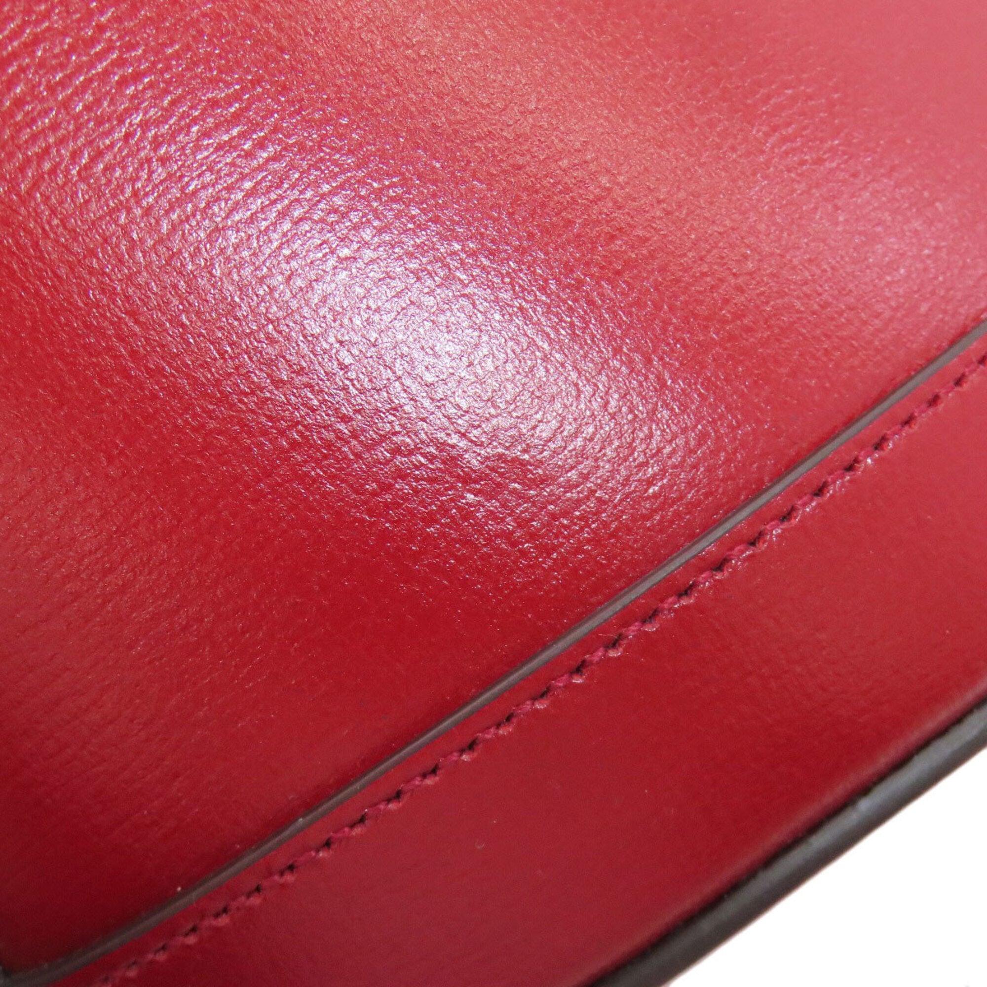 Gucci Red Color Leather Shoulder Bag (Pre-Owned)