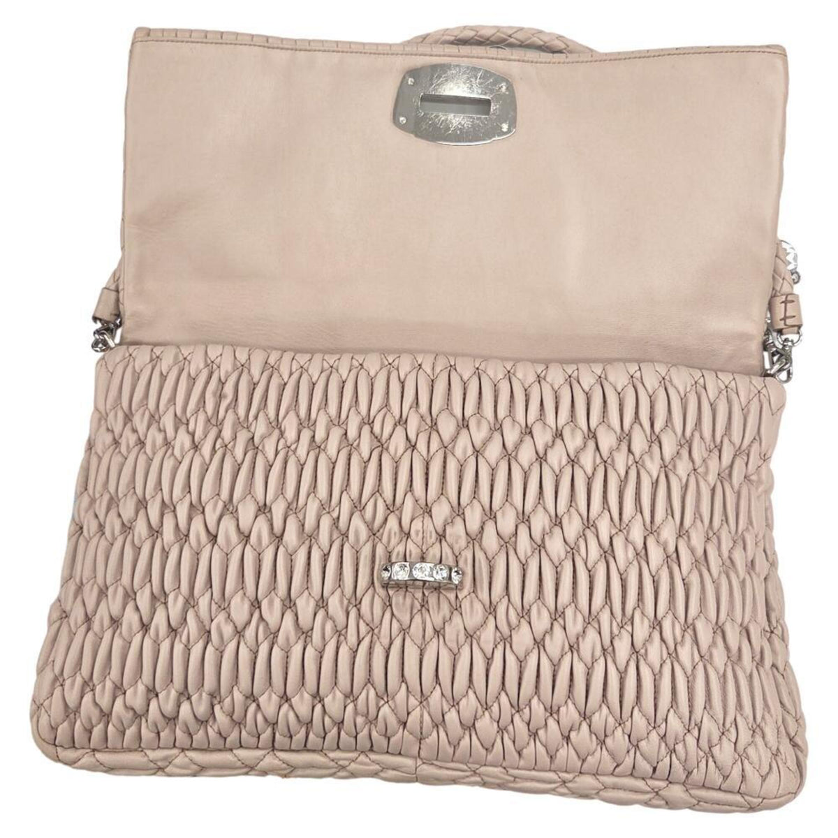 Miu Miu Matelasse Pink Beige Leather Shoulder Bag (Pre-Owned)