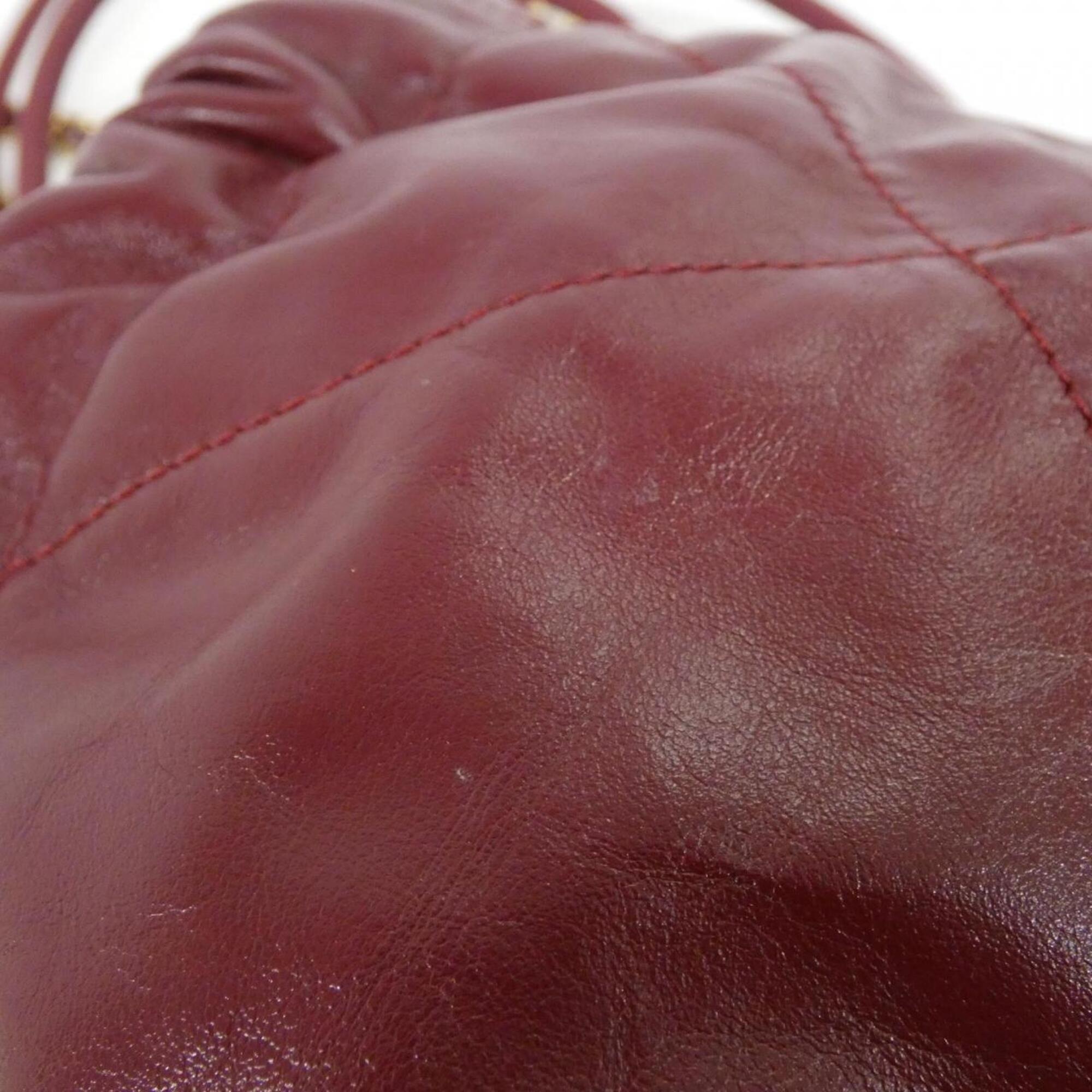 Chanel Bordeaux Leather Handbag (Pre-Owned)