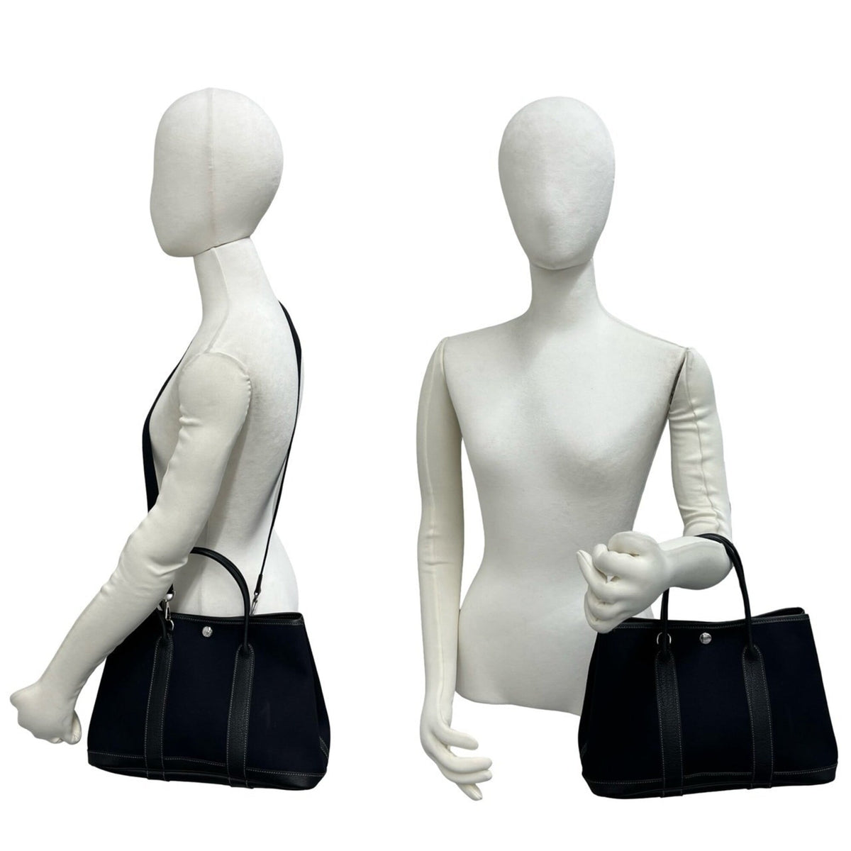 Hermes Black Toile Officier Buffalo Leather Shoulder Bag (Pre-Owned)
