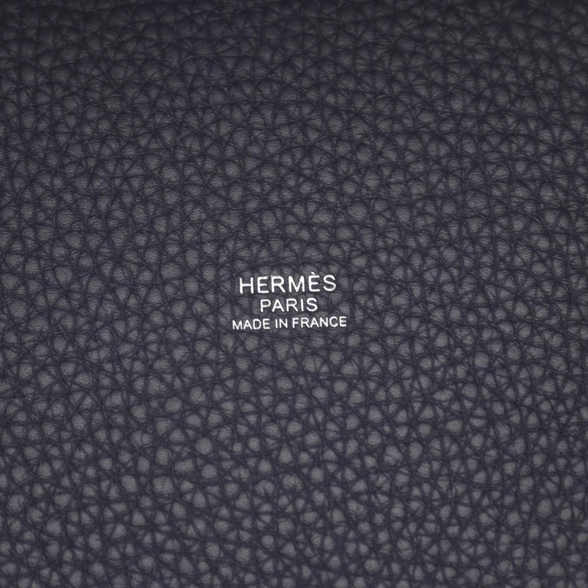 Hermes Navy Taurillon Clemence Leather Handbag (Pre-Owned)