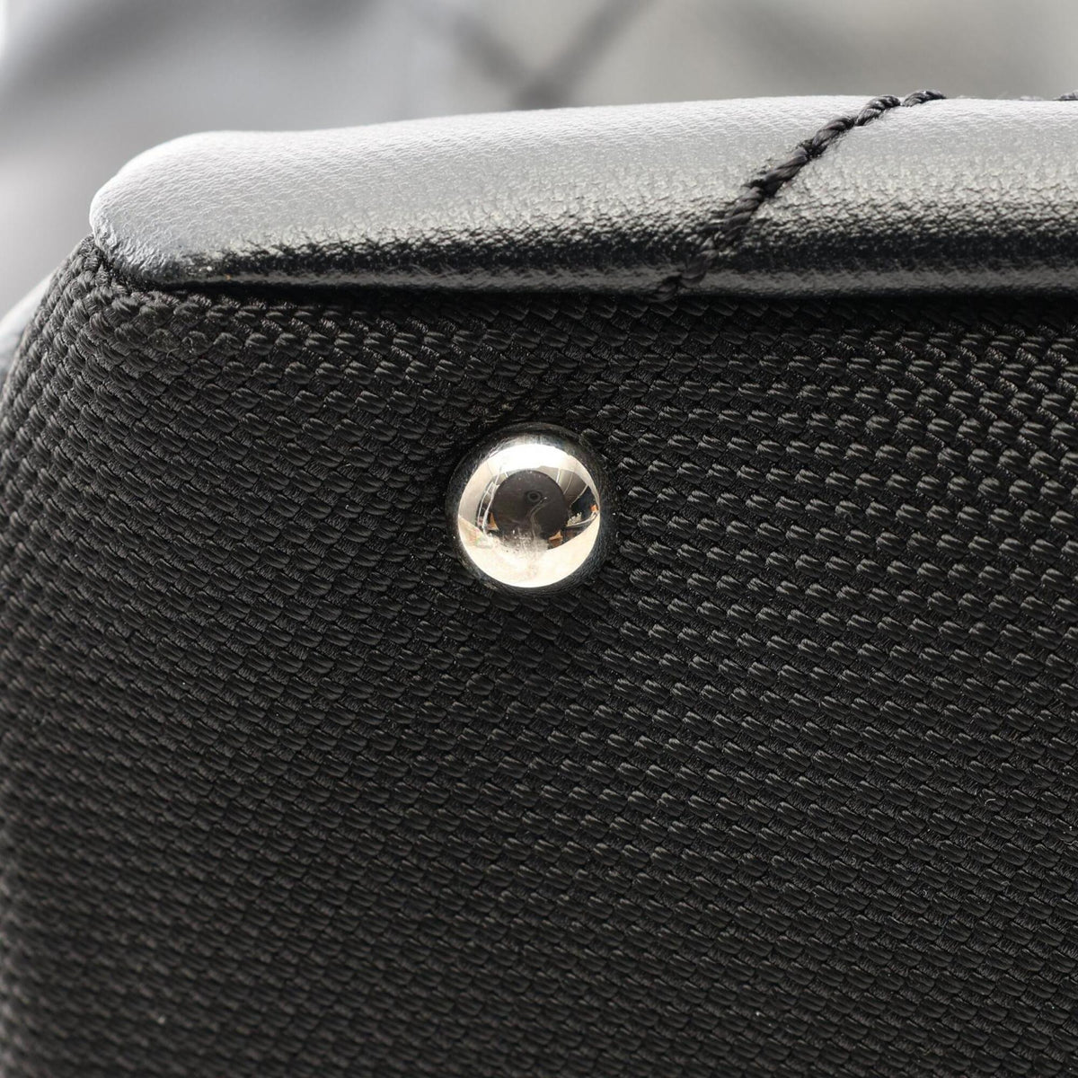 Chanel Black Leather Nylon Canvas Handbag Tote Bag (Pre-Owned)