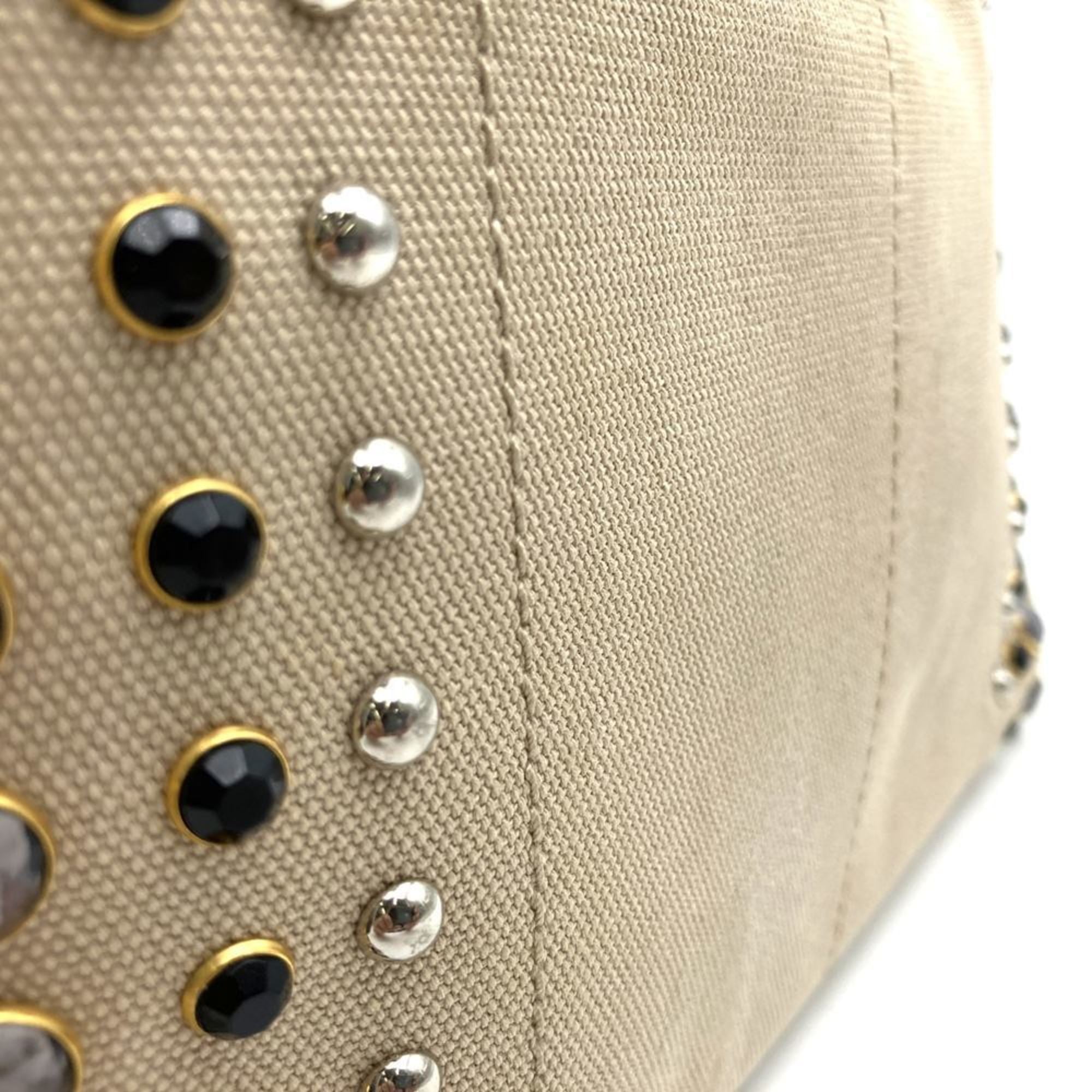 Prada Beige Ivory Canvas Handbag Tote Bag (Pre-Owned)