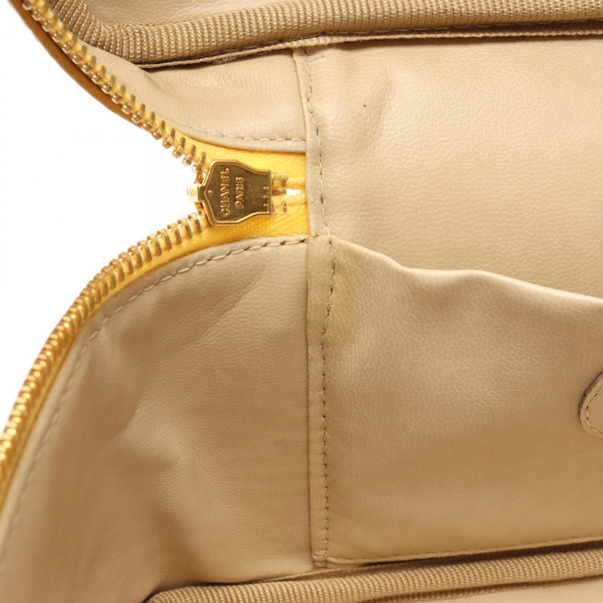 Chanel Yellow Leather Handbag Vanity Bag (Pre-Owned)