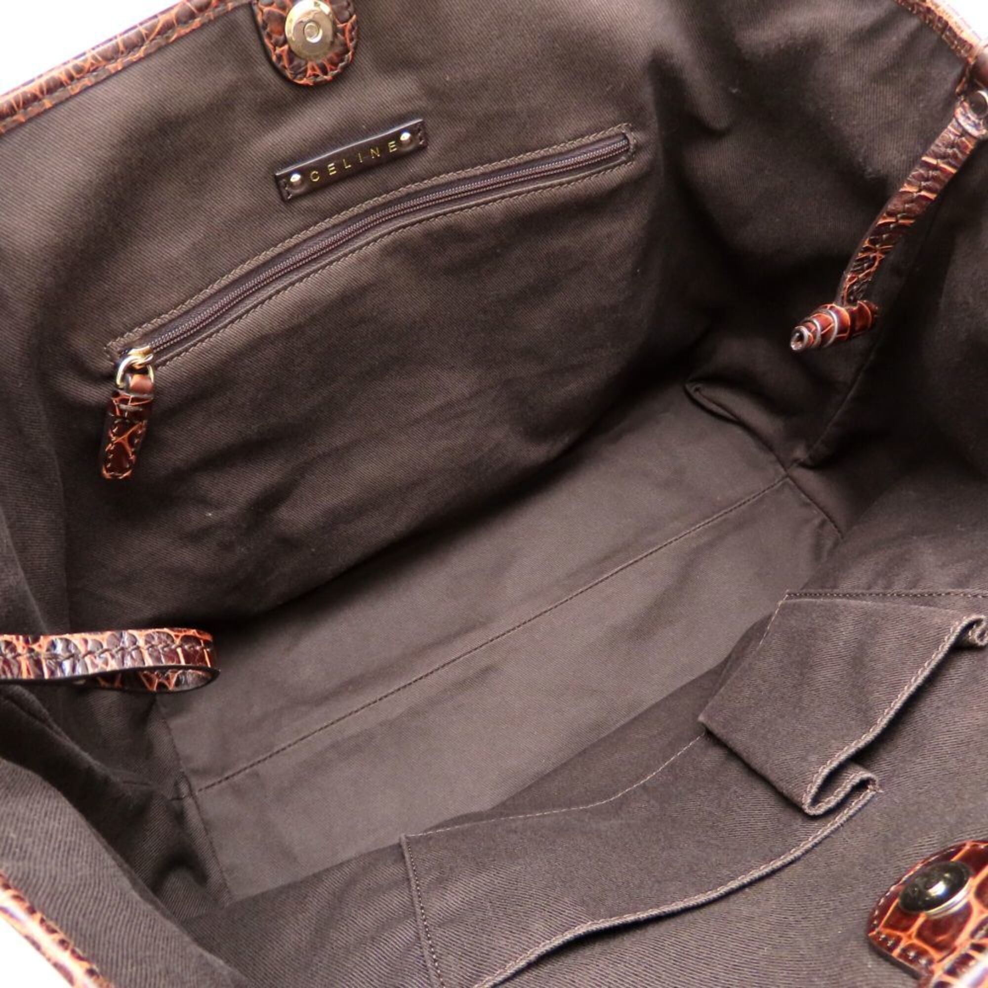 Celine Brown Canvas Leather Tote Bag (Pre-Owned)