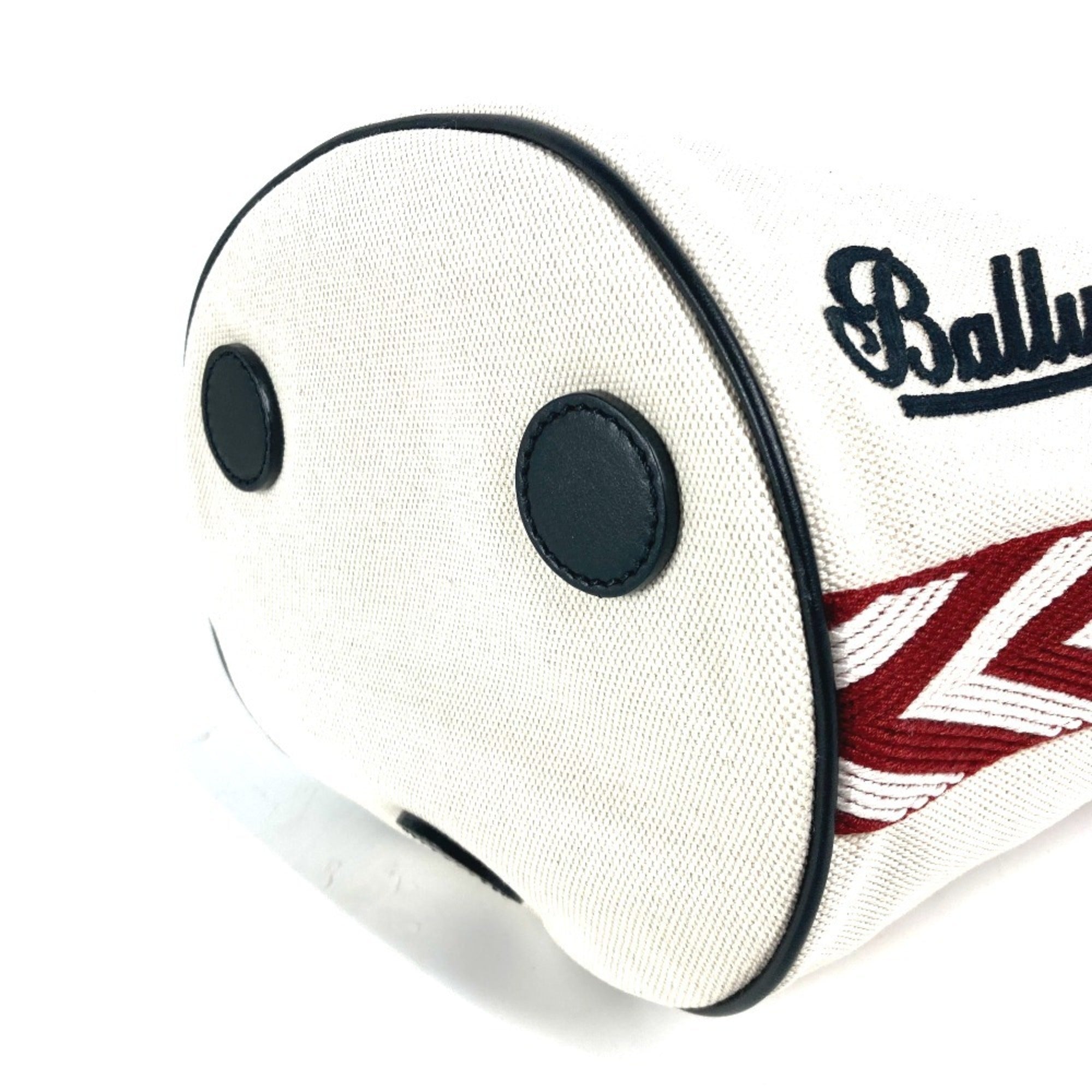 Bally Black Red Color White Canvas Handbag Shoulder Bag (Pre-Owned)