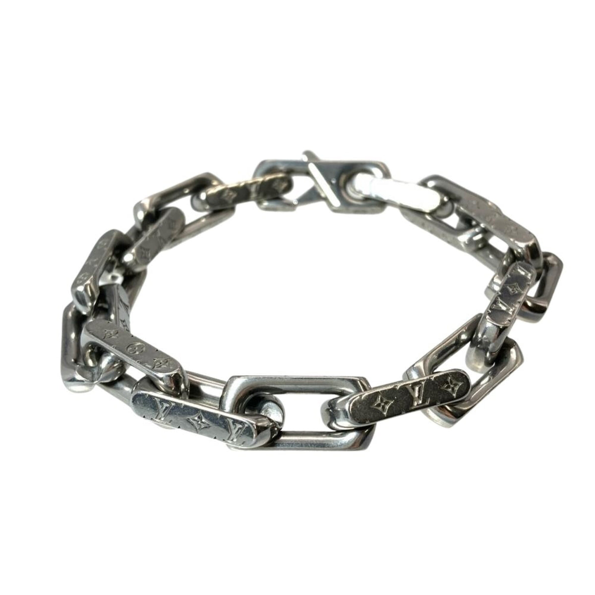 Louis Vuitton Monogram Silver Metal Charm Bracelet (Pre-Owned)