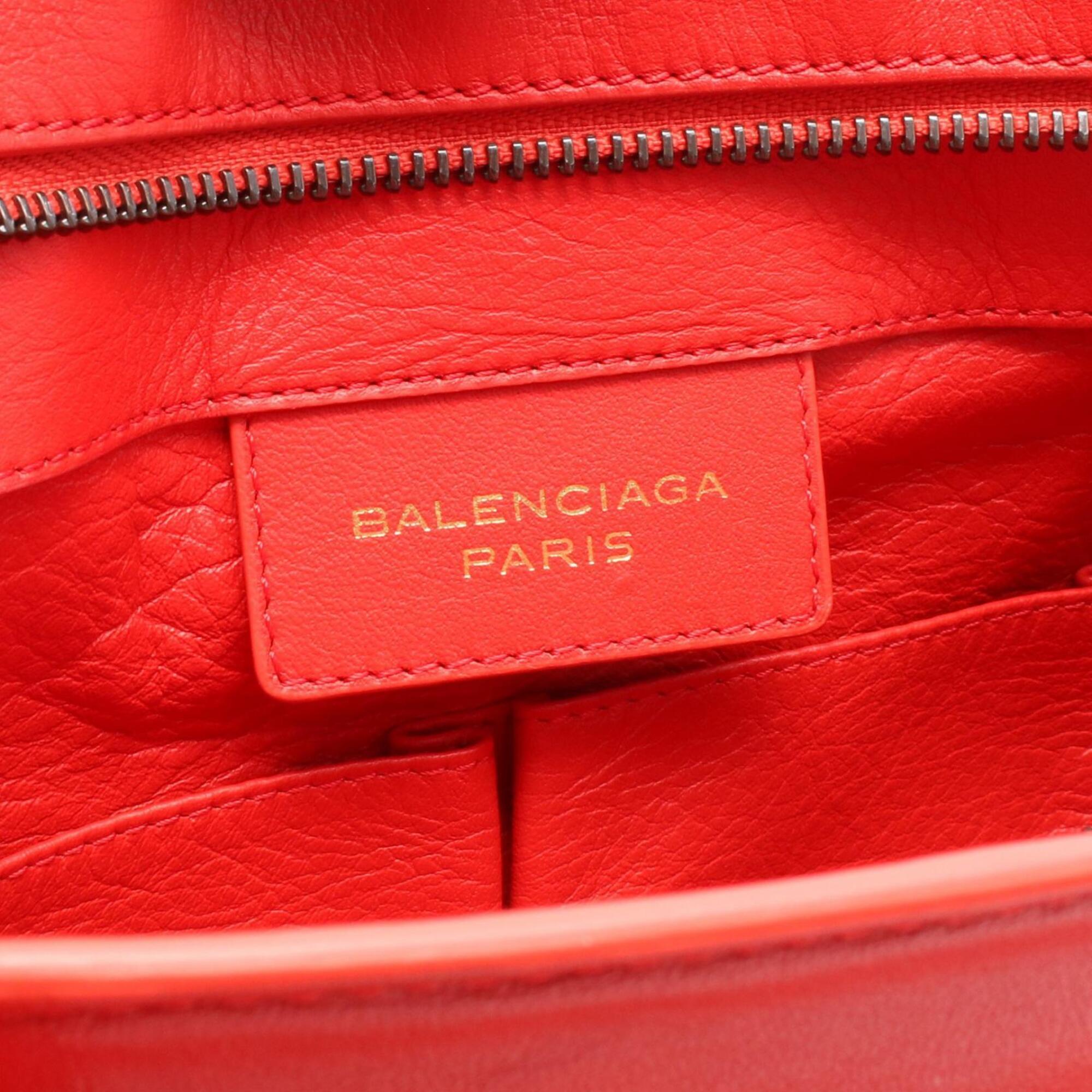 Balenciaga Red Color Leather Handbag Tote Bag (Pre-Owned)