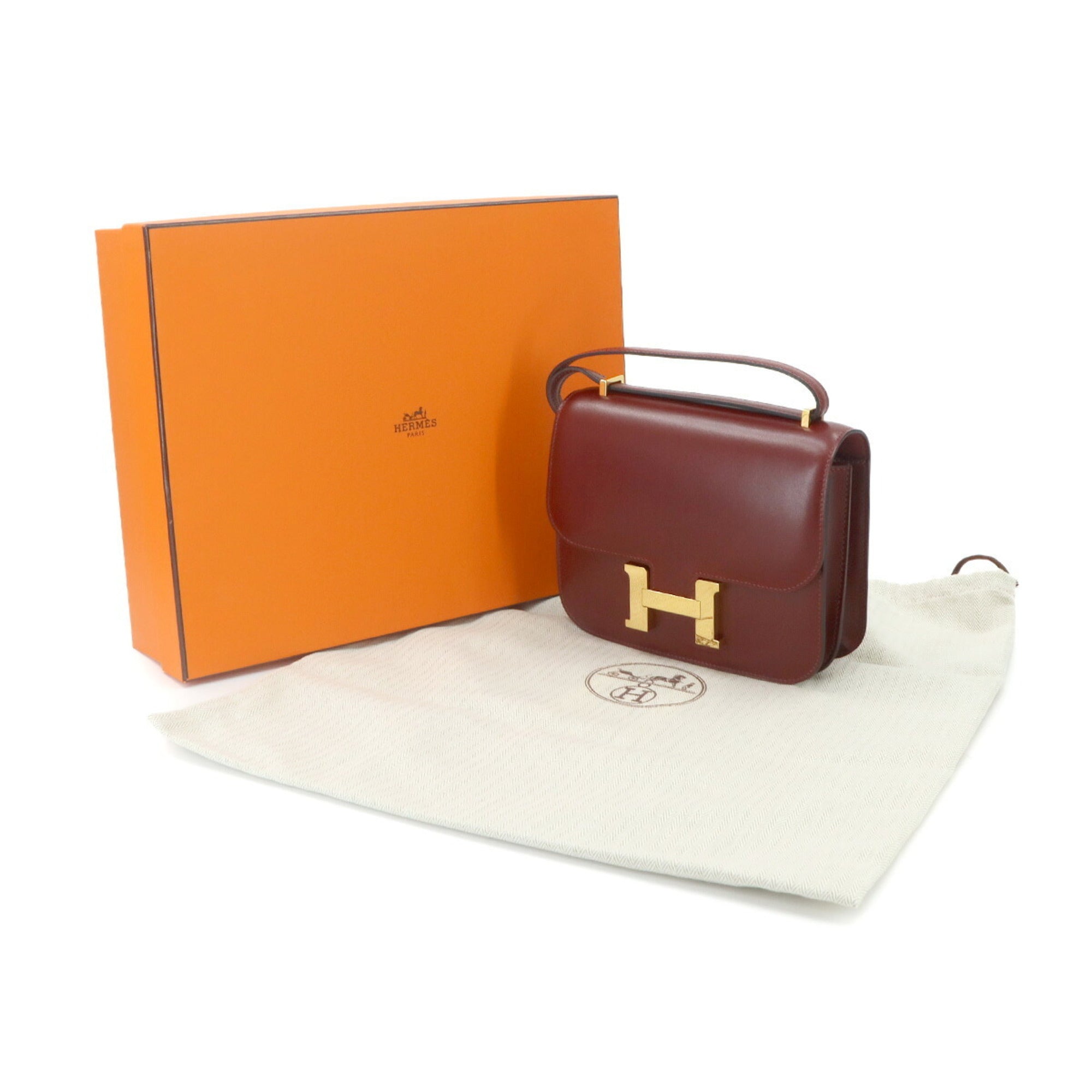 Hermes Constance Rouge H Box Calf Leather Handbag Shoulder Bag (Pre-Owned)