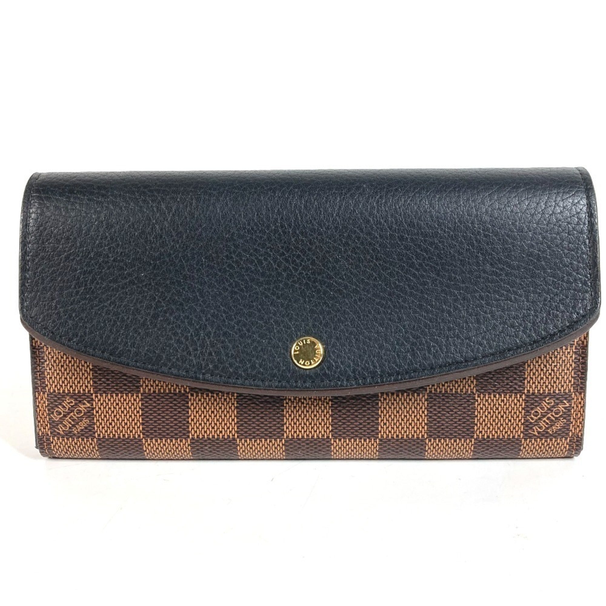 Louis Vuitton Black Brown Damier Canvas Long Wallet (Bi-Fold) (Pre-Owned)