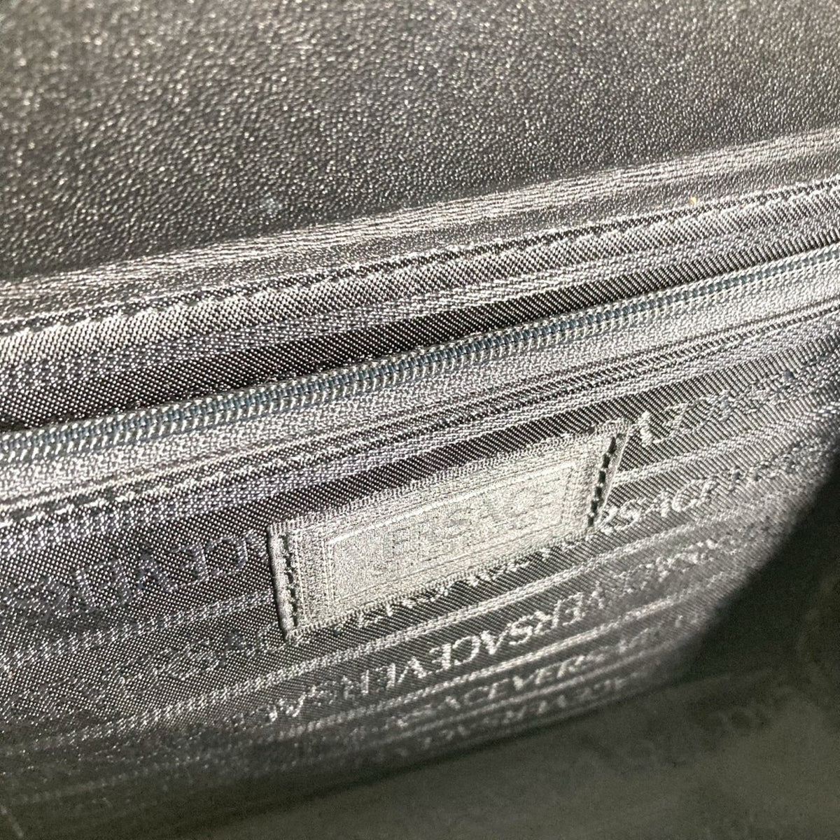 Versace Black Patent Leather Handbag Vanity Bag (Pre-Owned)