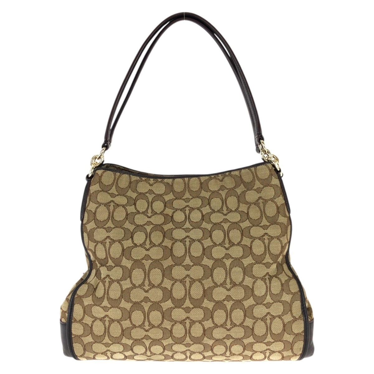 Coach Beige Brown Canvas Leather Shoulder Bag (Pre-Owned)