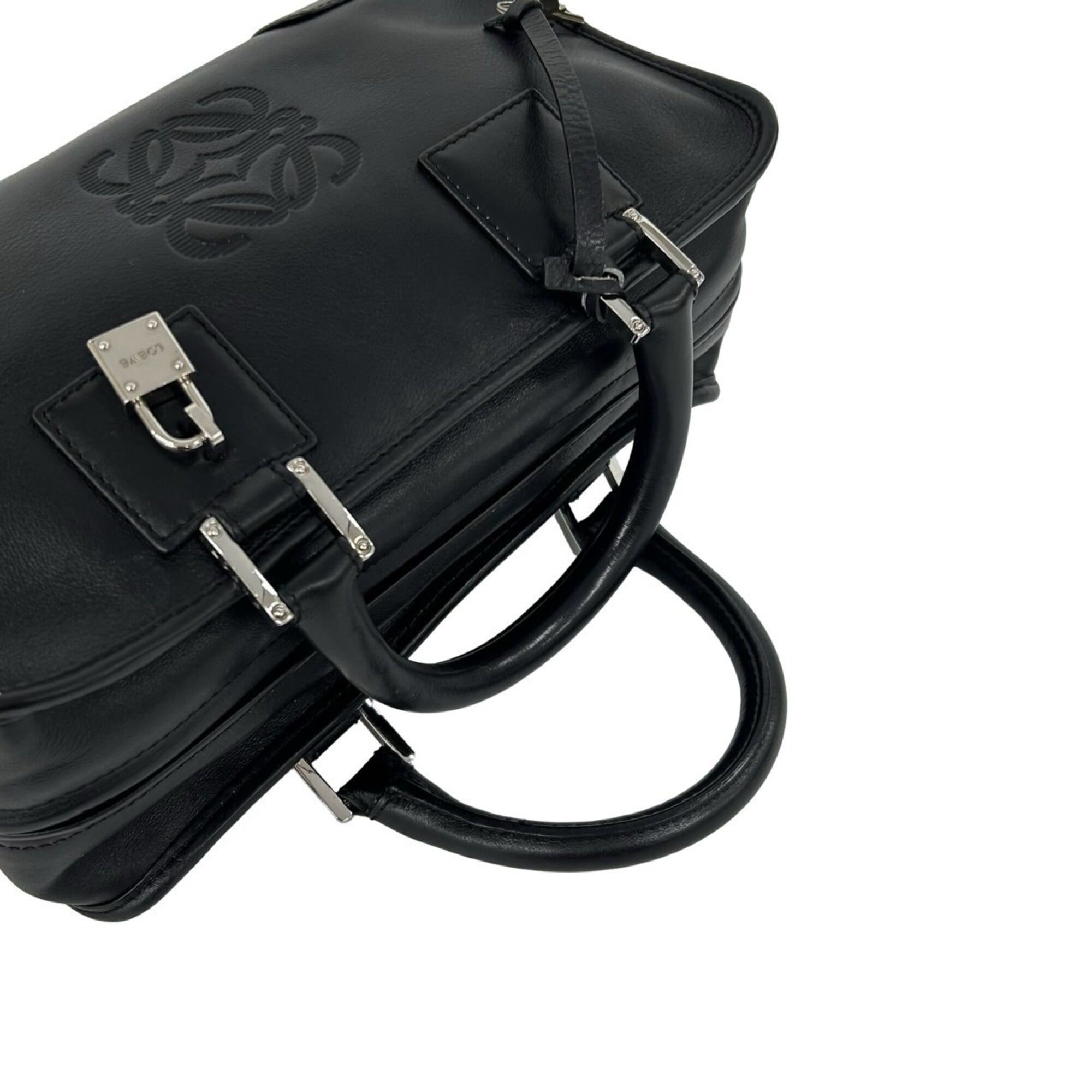 Loewe Black Leather Boston Bag Handbag Tote Bag (Pre-Owned)