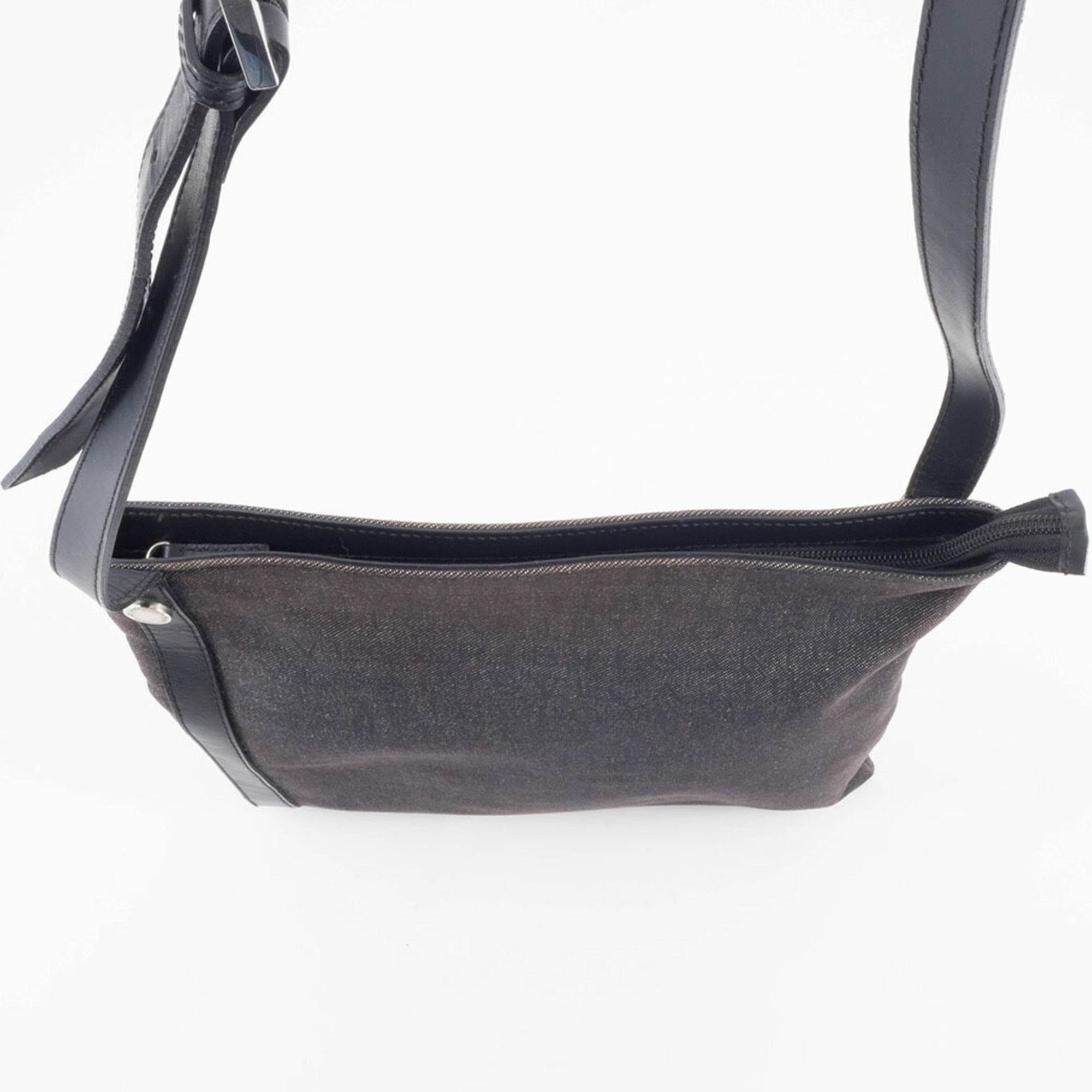 Bvlgari Logomania Black Canvas Leather Shoulder Bag (Pre-Owned)