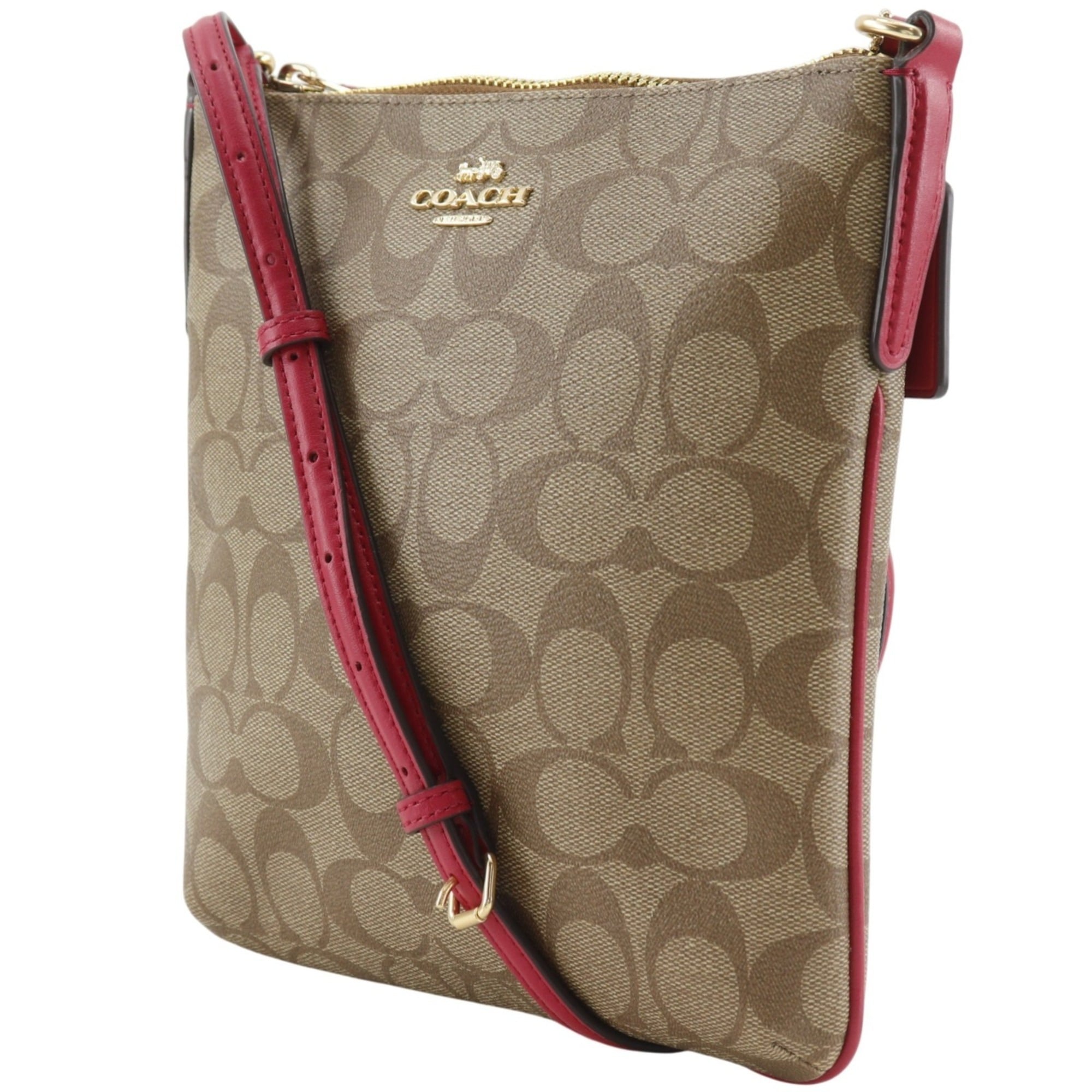 Coach Signature Brown Signature Line Shoulder Bag (Pre-Owned)