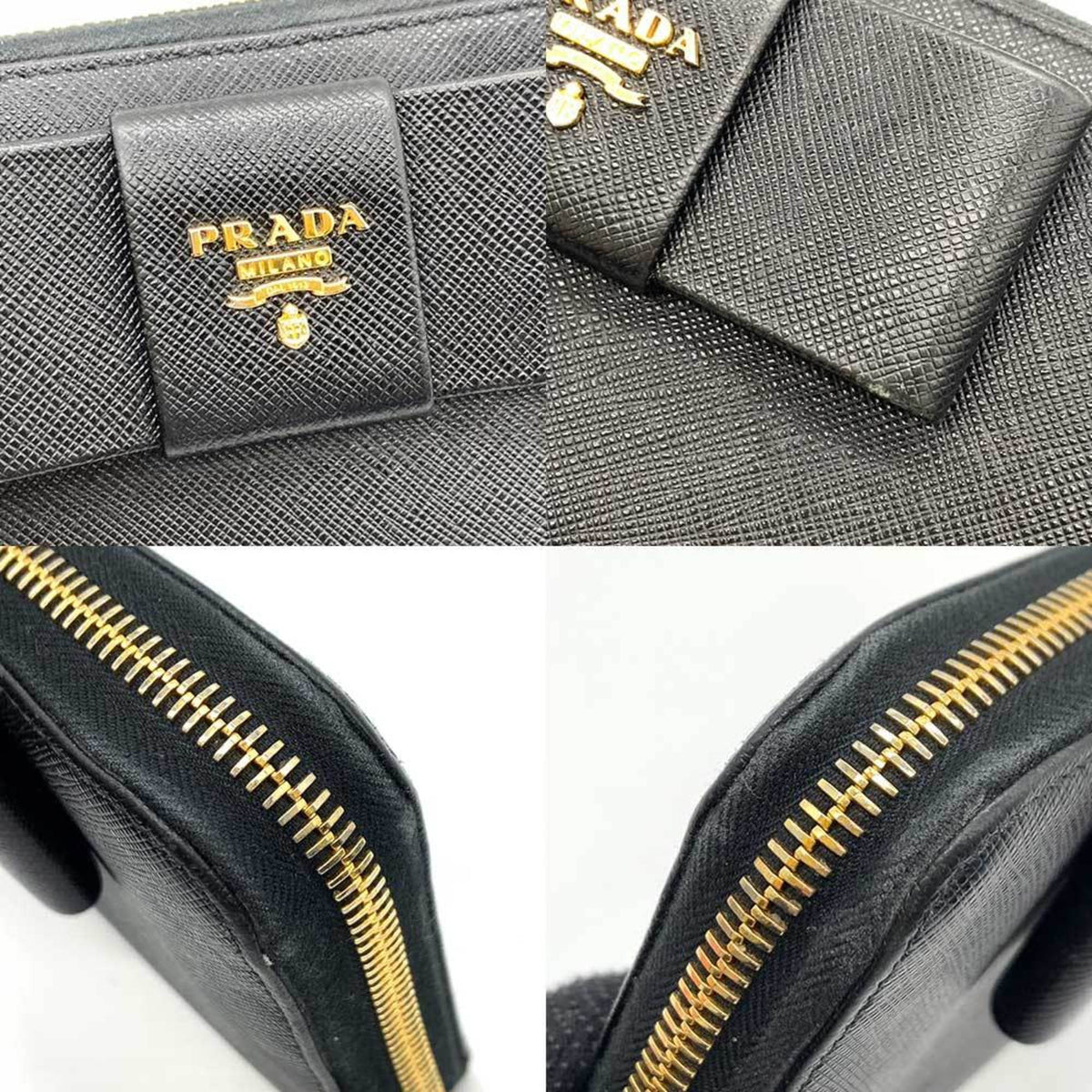 Prada Saffiano Black Saffiano Long Wallet (Bi-Fold) (Pre-Owned)