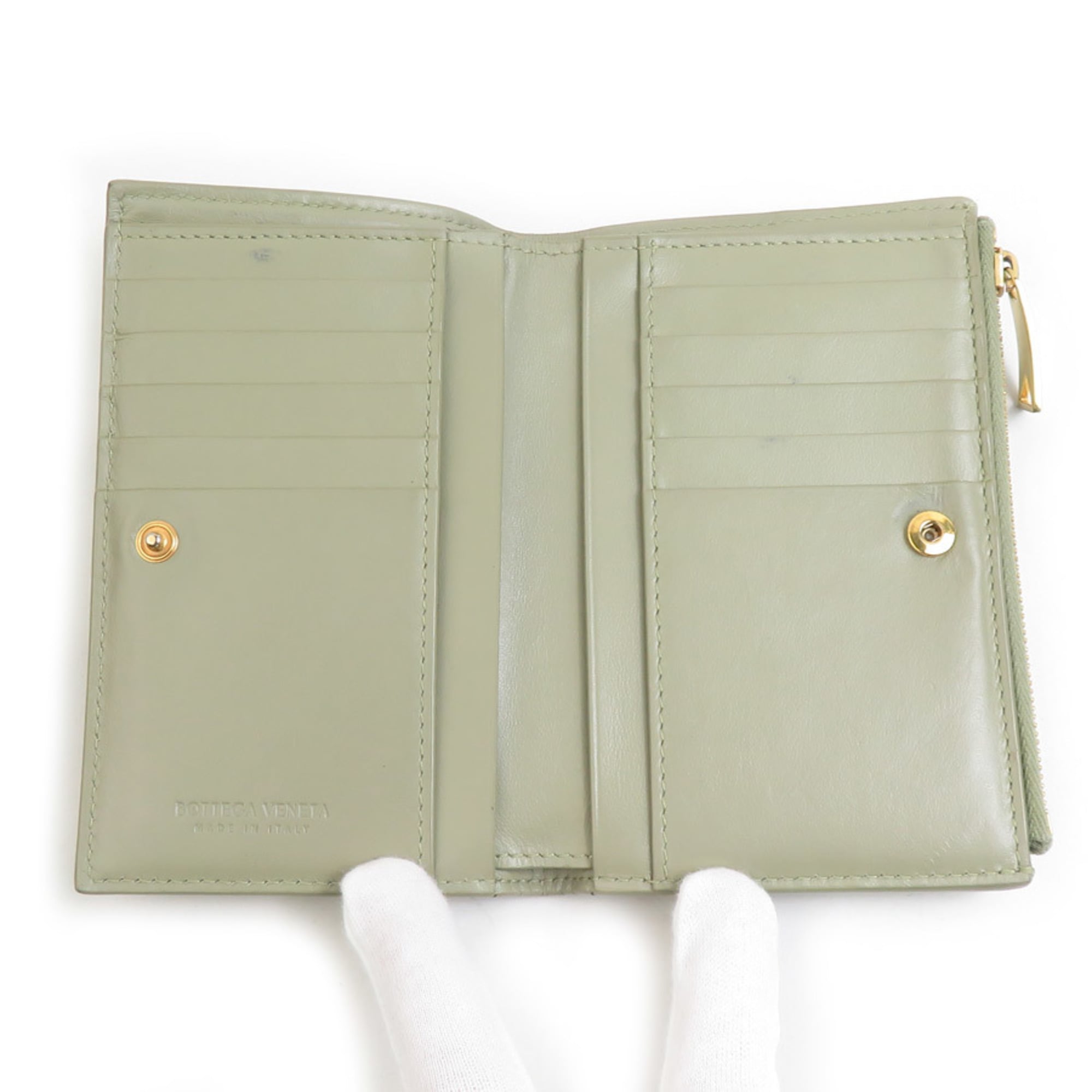 Bottega Veneta Green Leather Wallet (Bi-Fold) (Pre-Owned)
