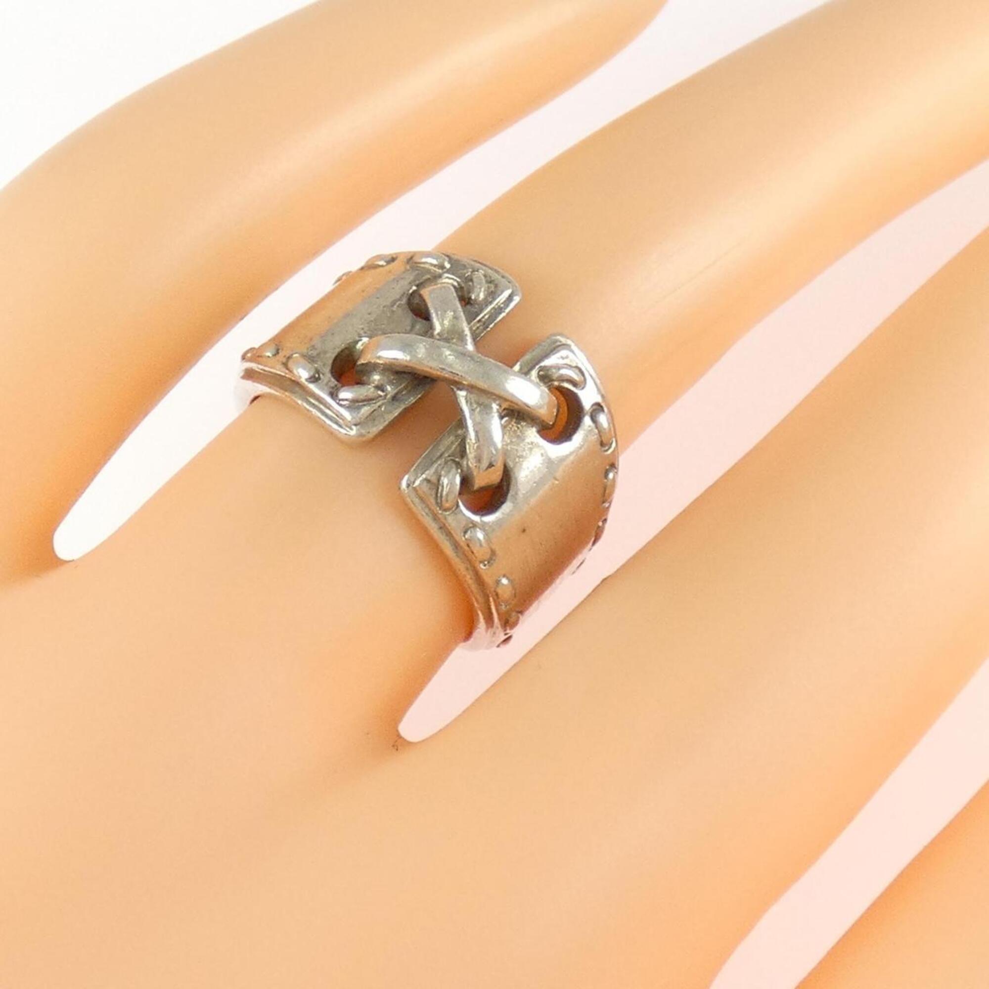 Hermes Silver Silver 925 Band Ring (Pre-Owned)
