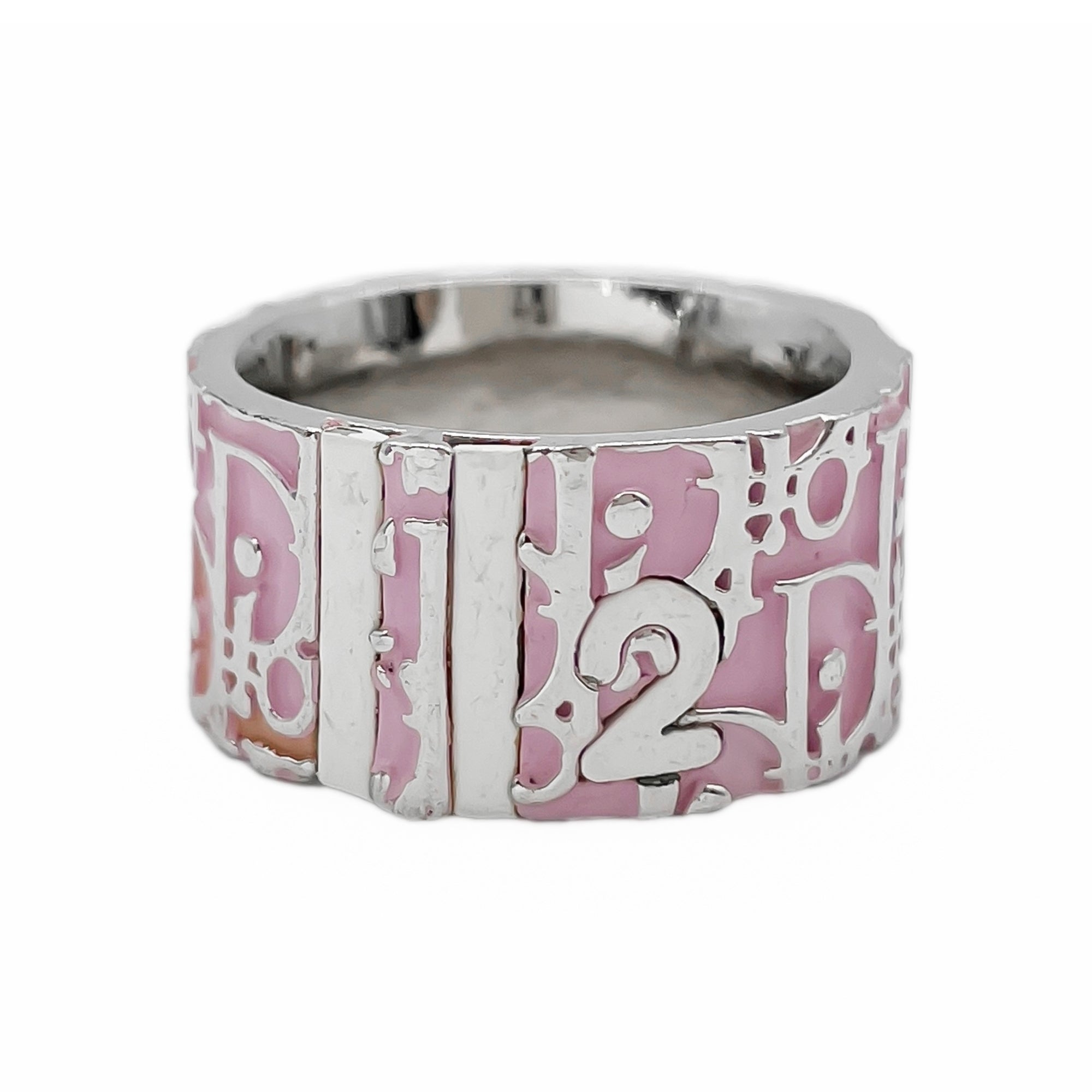 Christian Dior Silver Pink Band Ring (Pre-Owned)