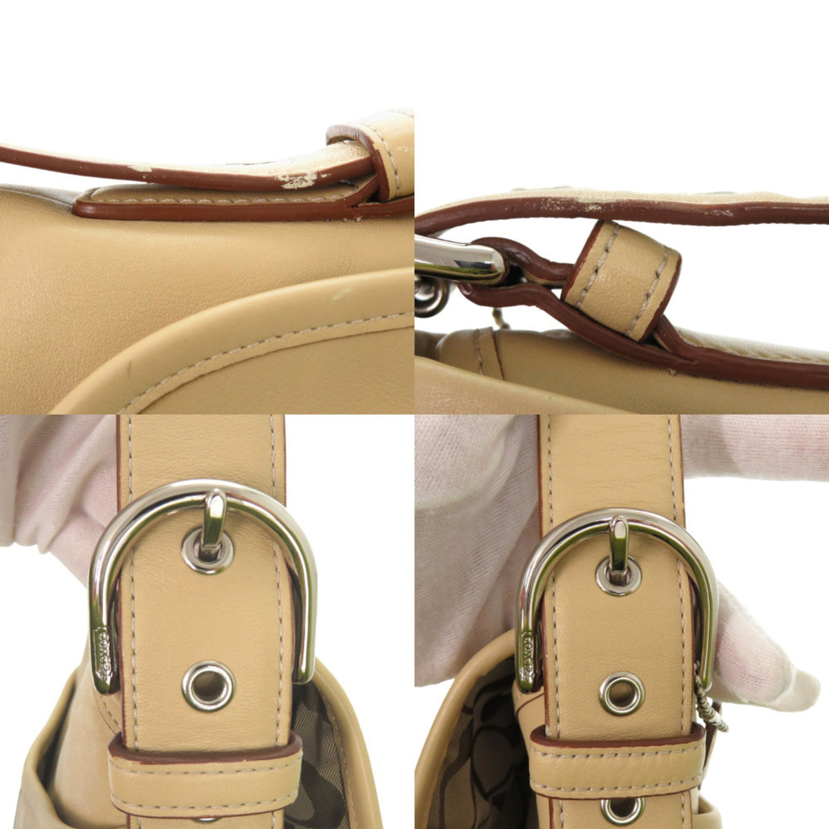 Coach Beige Leather Shoulder Bag (Pre-Owned)
