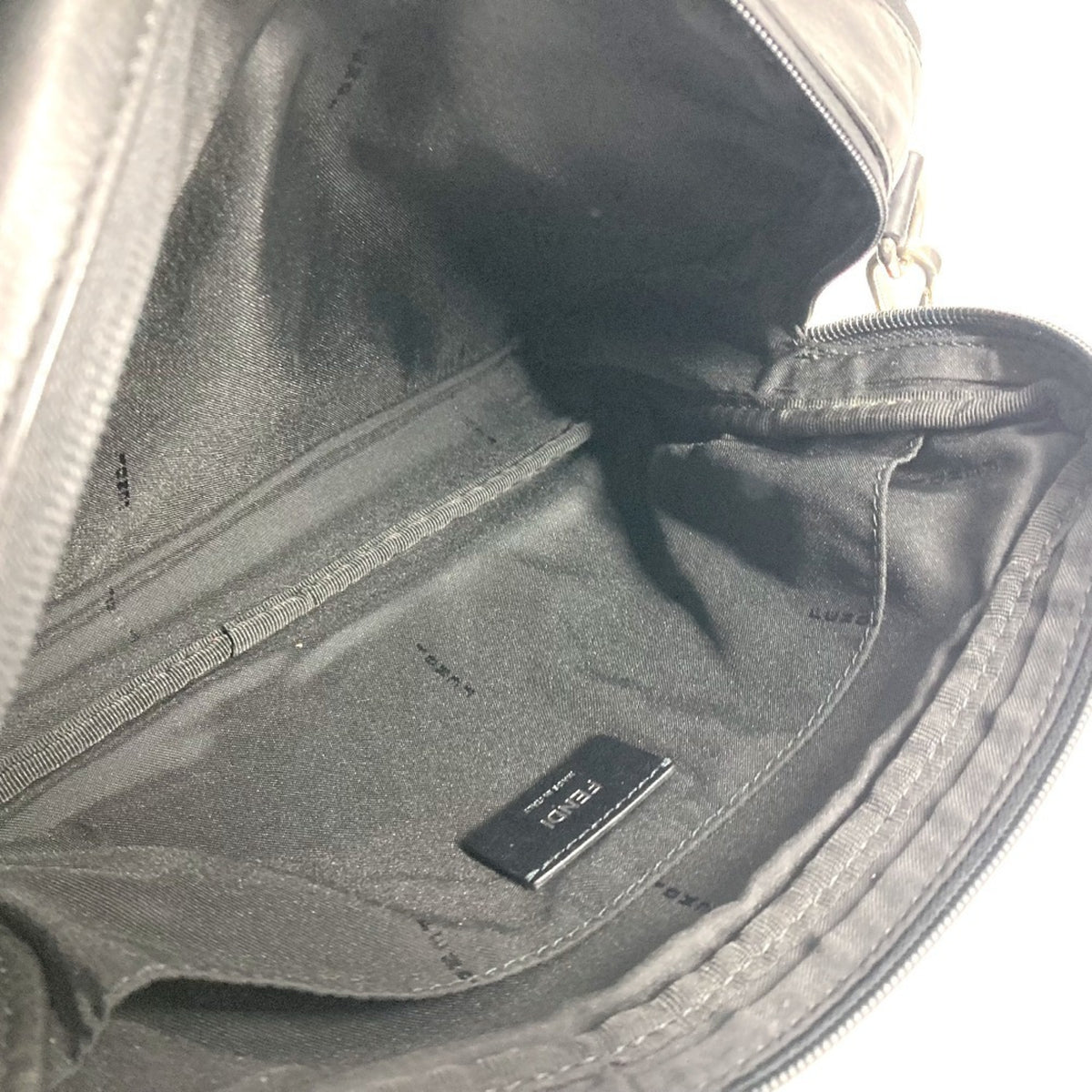 Fendi Black Nylon Leather Handbag Pochette Shoulder Bag (Pre-Owned)