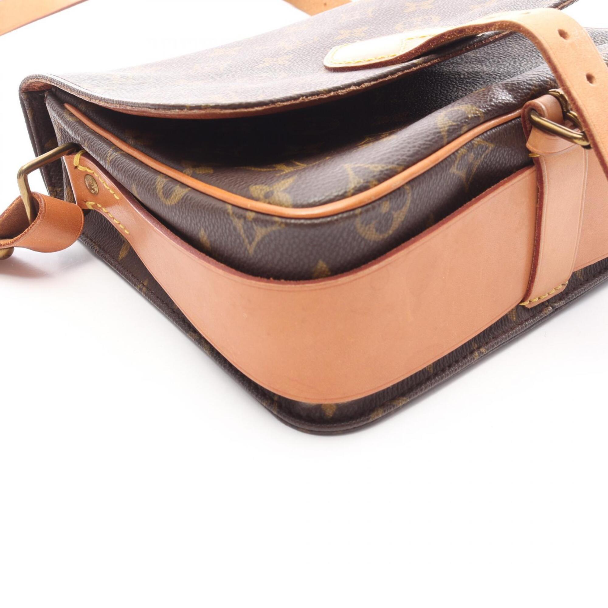 Louis Vuitton Brown Coated Canvas Leather Handbag Shoulder Bag (Pre-Owned)