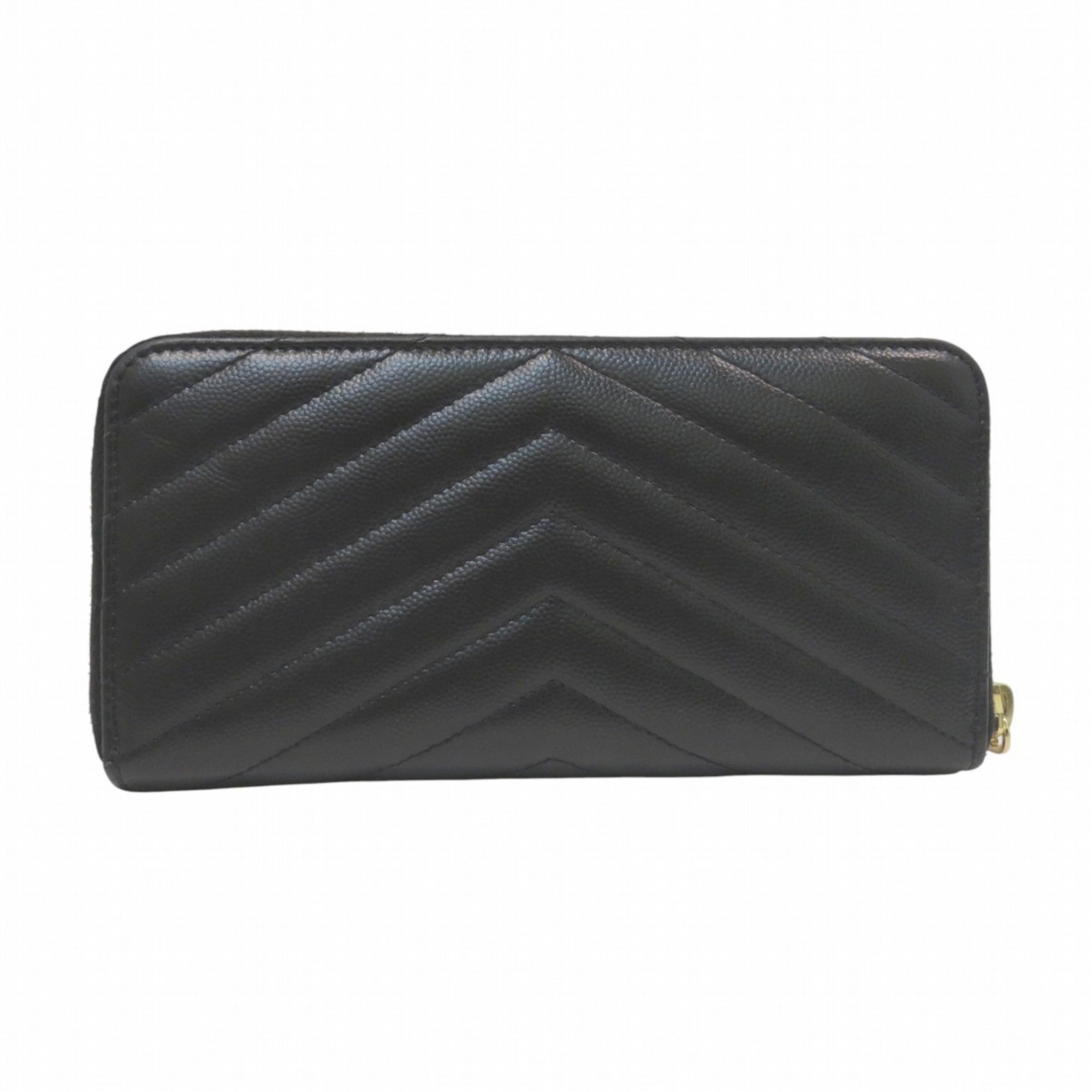 Yves Saint Laurent Black Leather Long Wallet (Bi-Fold) (Pre-Owned)