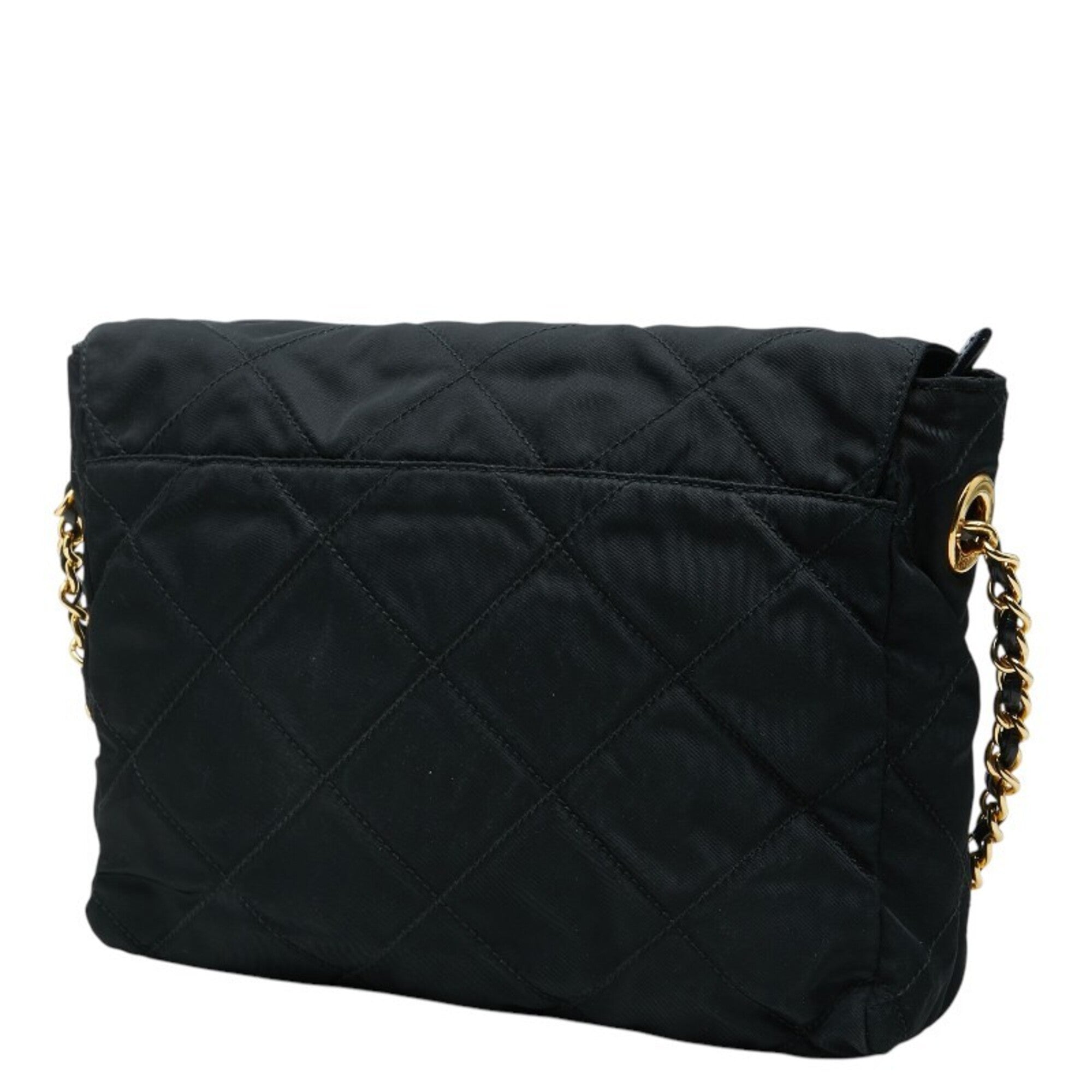 Prada Black Gold Nylon Shoulder Bag (Pre-Owned)