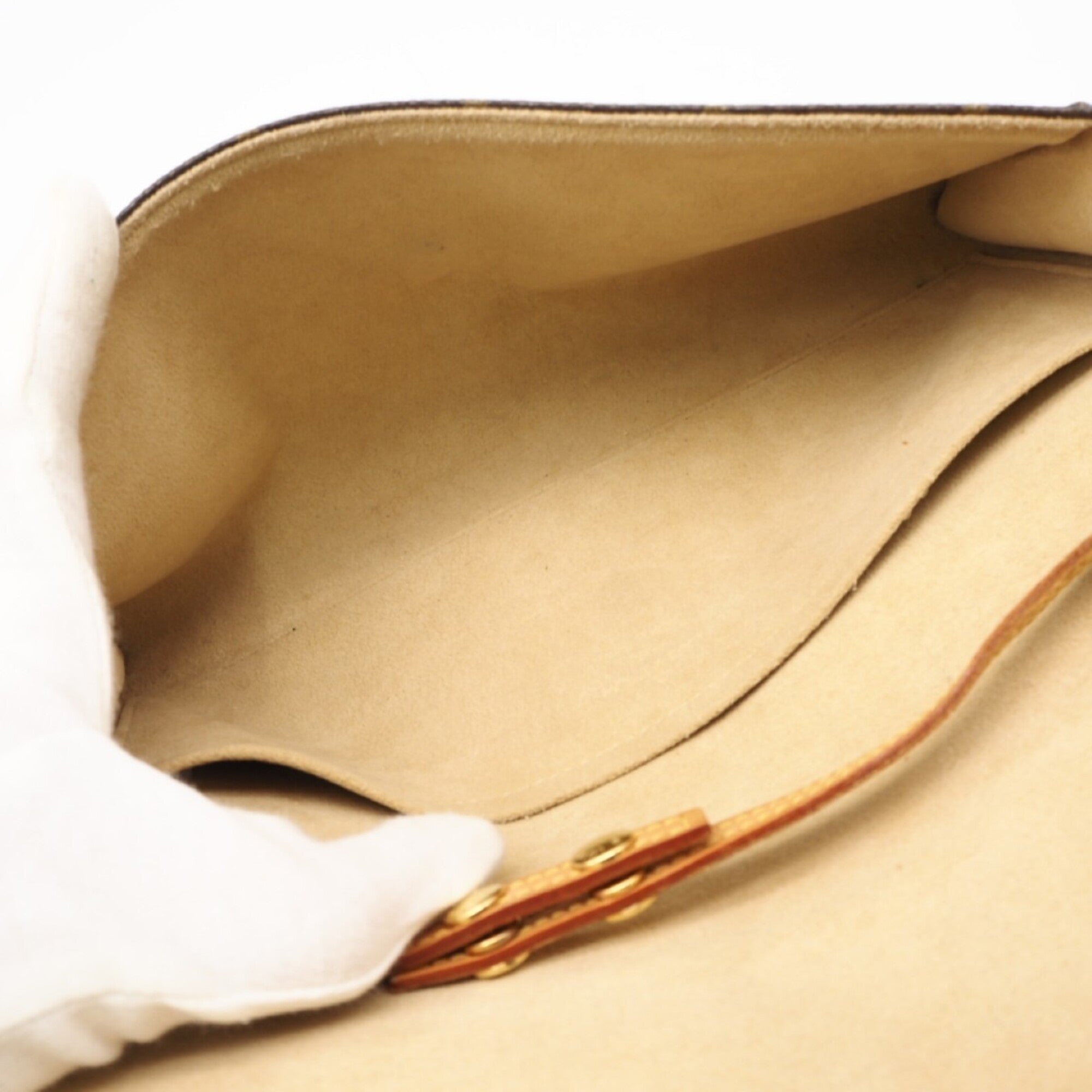 Louis Vuitton Brown Coated Canvas Leather Pochette Shoulder Bag (Pre-Owned)