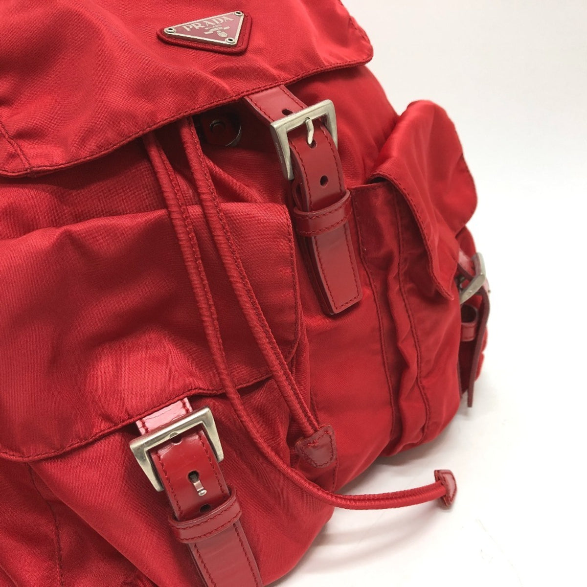 Prada Red Color Nylon Backpack (Pre-Owned)