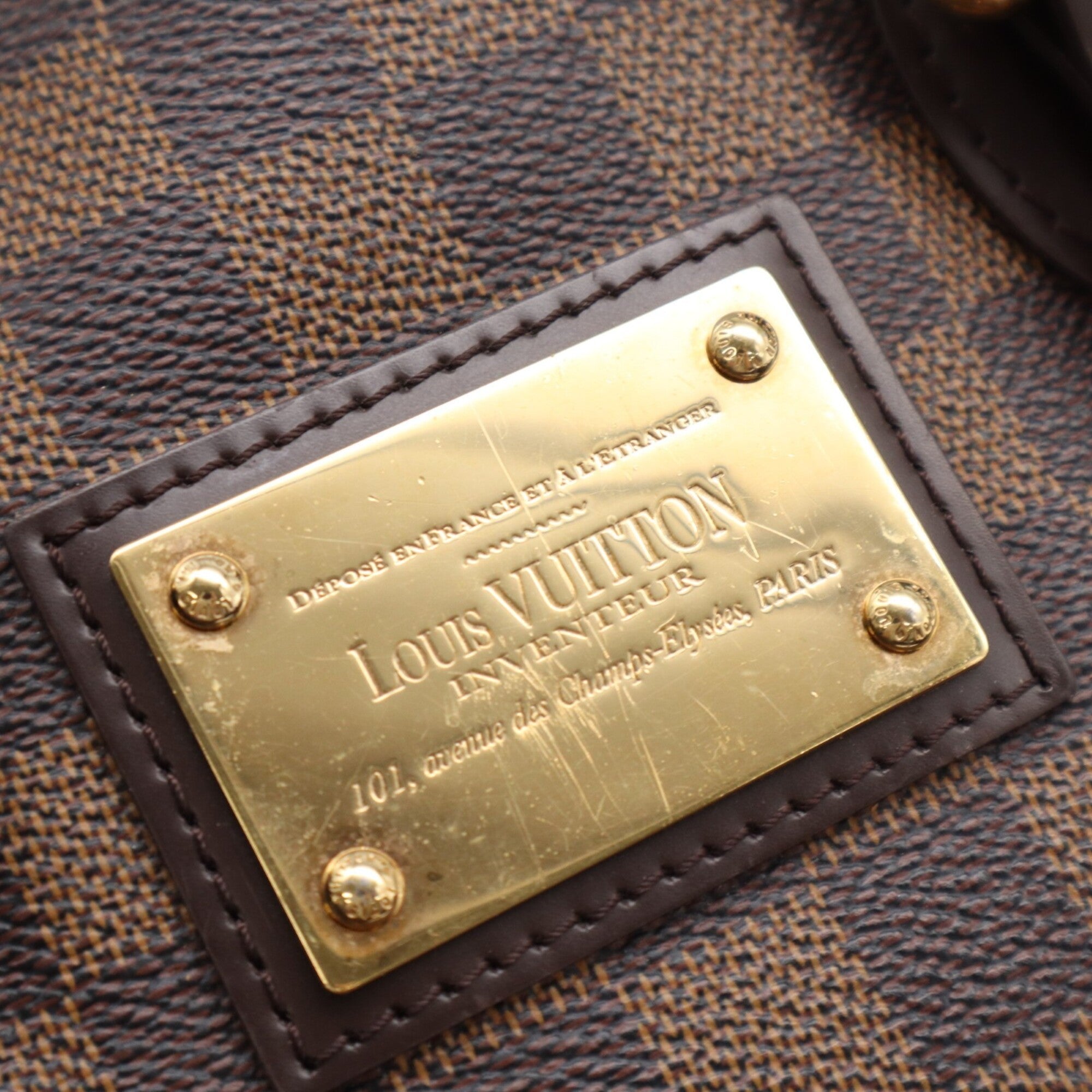 Louis Vuitton Beige Brown Damier Canvas Leather Coated Canvas Handbag (Pre-Owned)