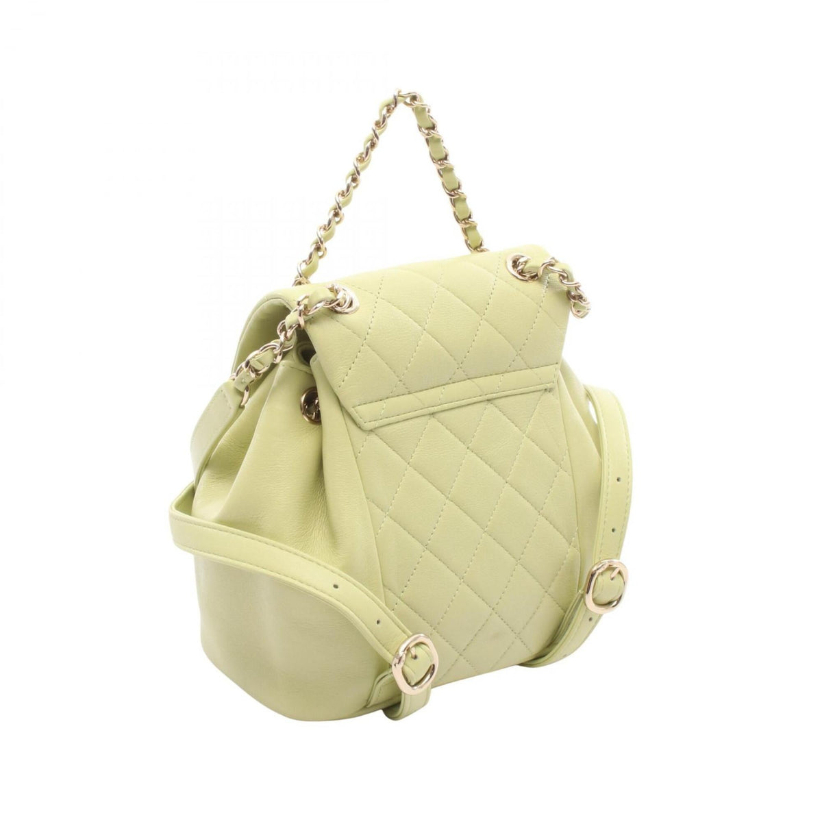 Chanel Matelasse Green Leather Backpack Handbag (Pre-Owned)