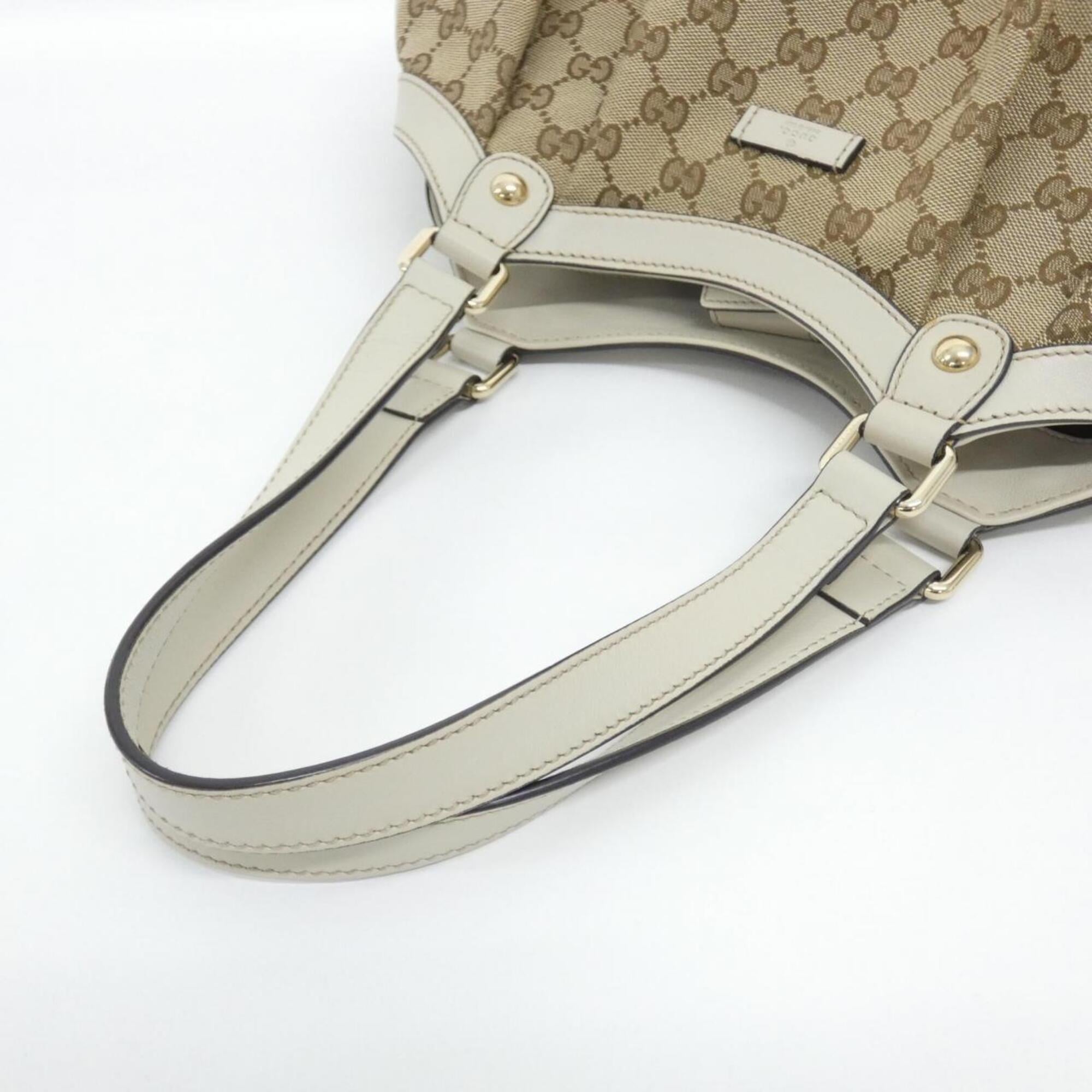 Gucci Beige Ivory Gg Canvas Handbag (Pre-Owned)