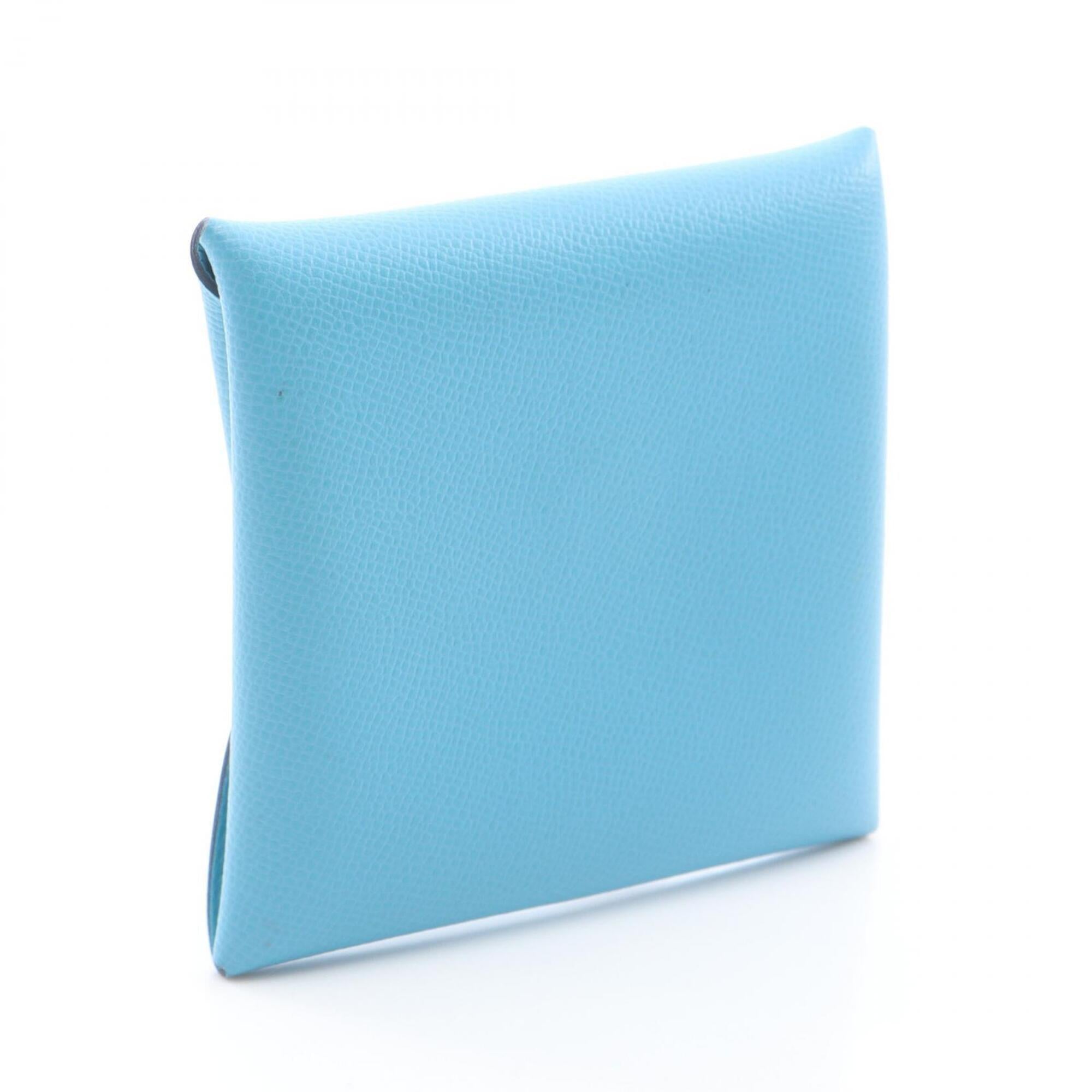 Hermes Blue Leather Coin Purse/Coin Case (Pre-Owned)
