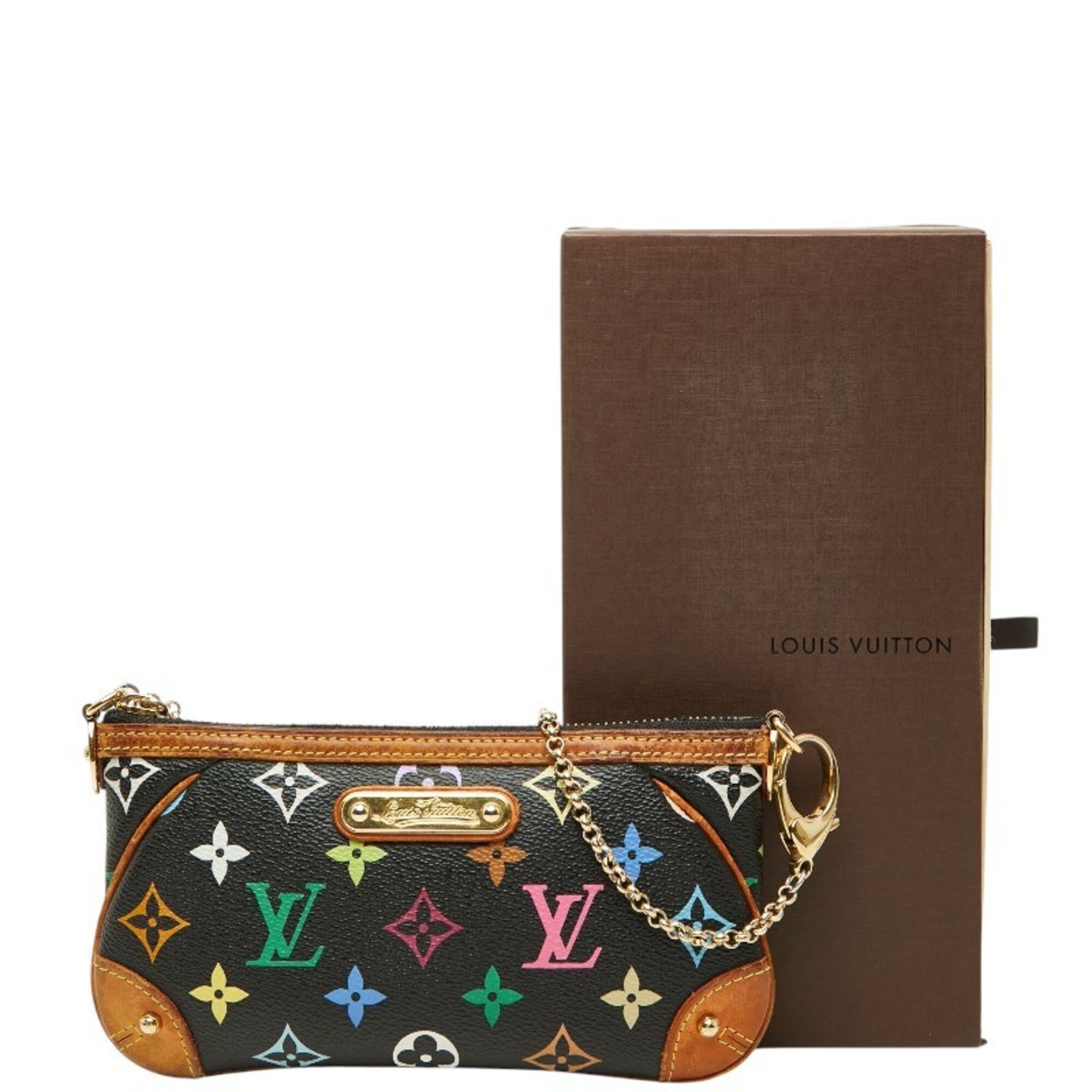Louis Vuitton Black Monogram Multi-Color Noir Pvc Handbag Pochette Pouch (Pre-Owned)