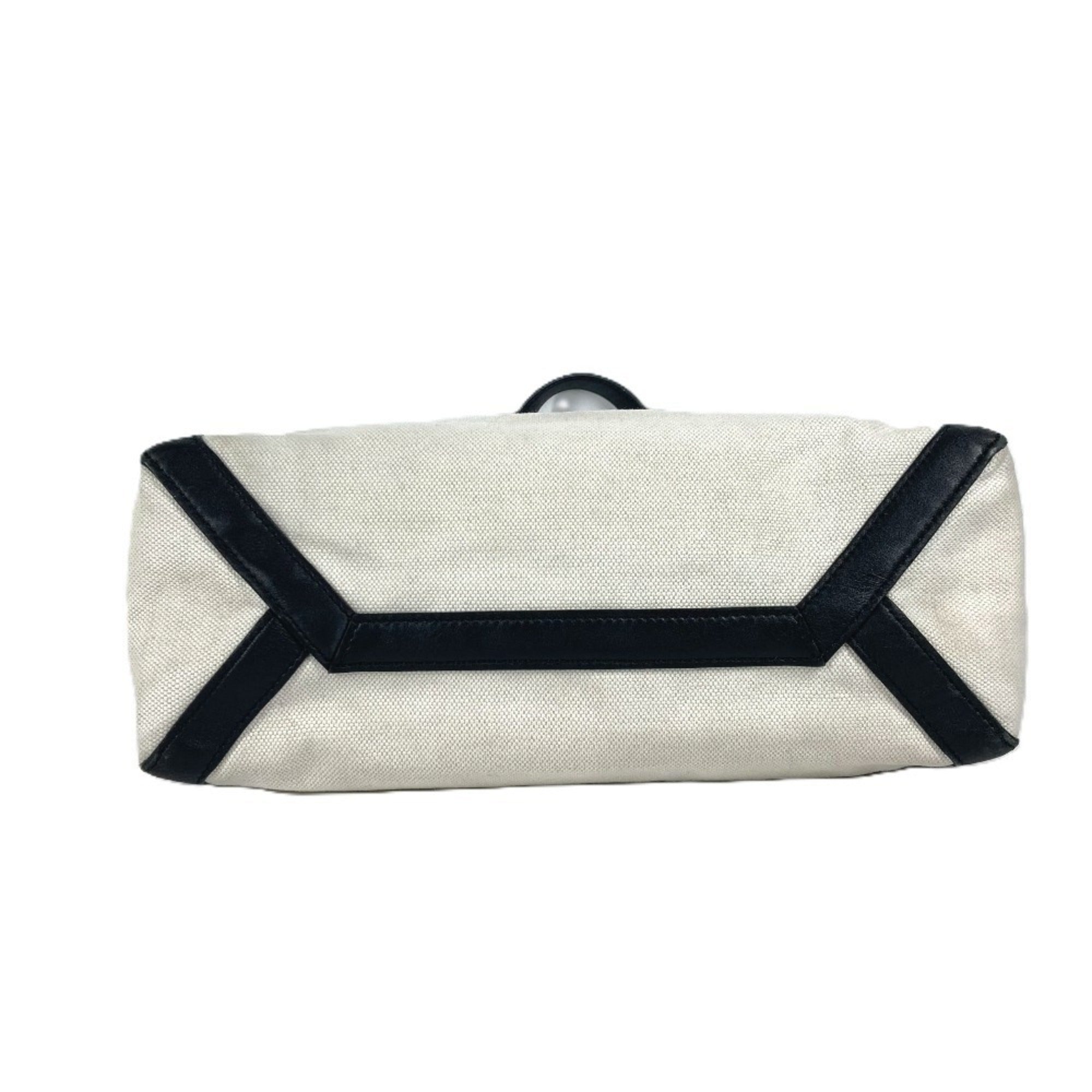 Valentino Black White Canvas Shoulder Bag Tote Bag (Pre-Owned)