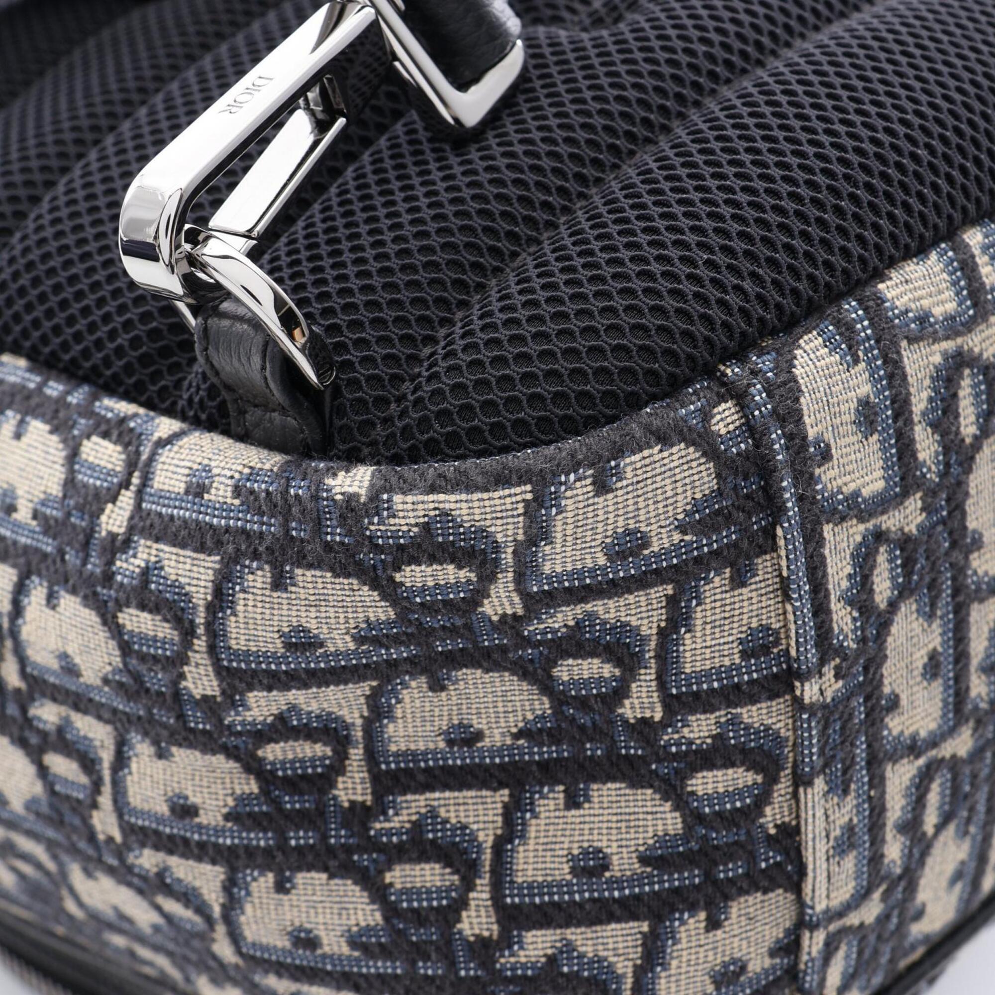 Christian Dior Beige Black Navy Canvas Leather Fanny Pack Handbag (Pre-Owned)