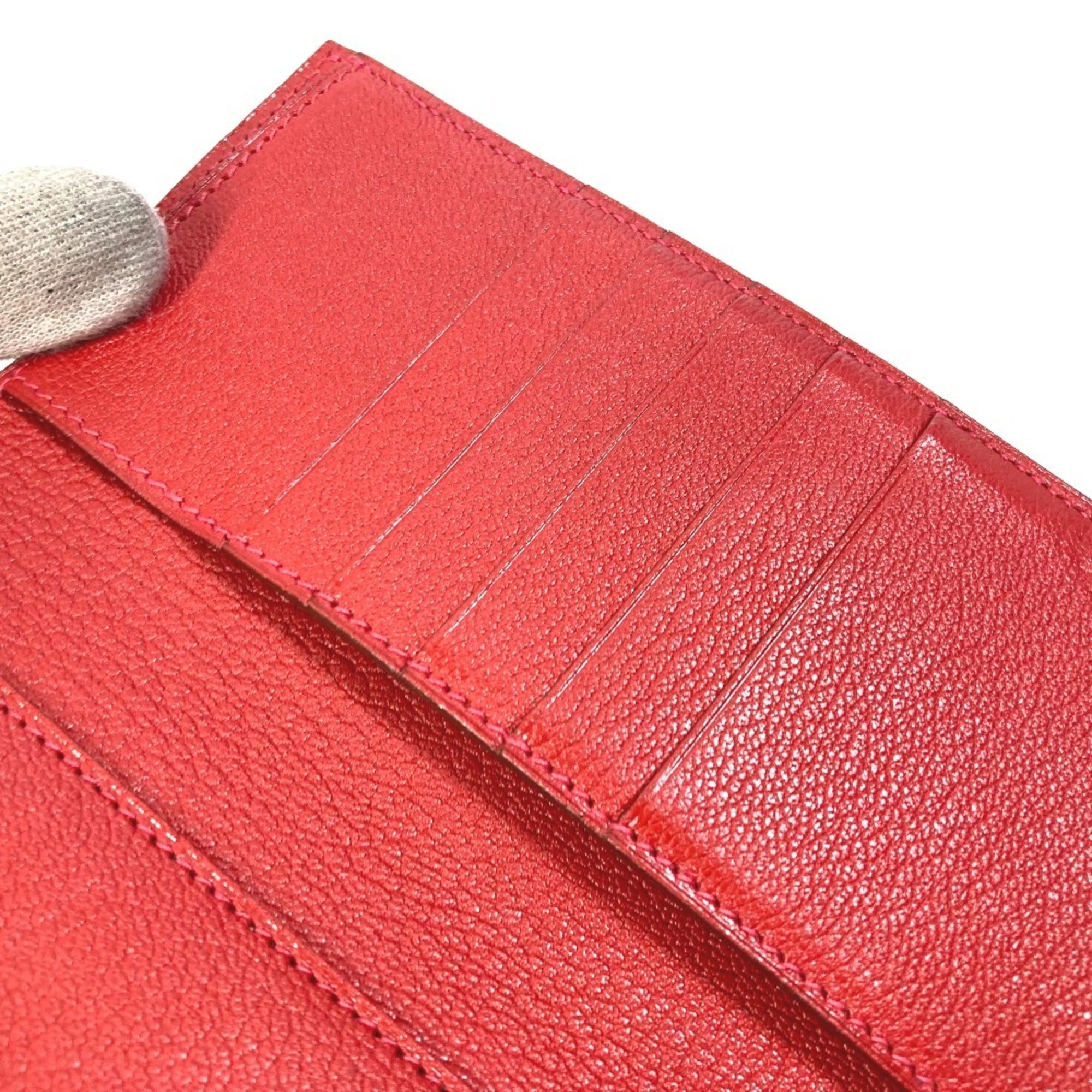 Hermes Red Color Chevre Leather Wallet (Tri-Fold) (Pre-Owned)