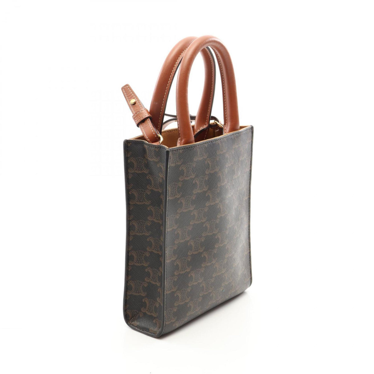Celine Black Brown Coated Canvas Leather Handbag (Pre-Owned)