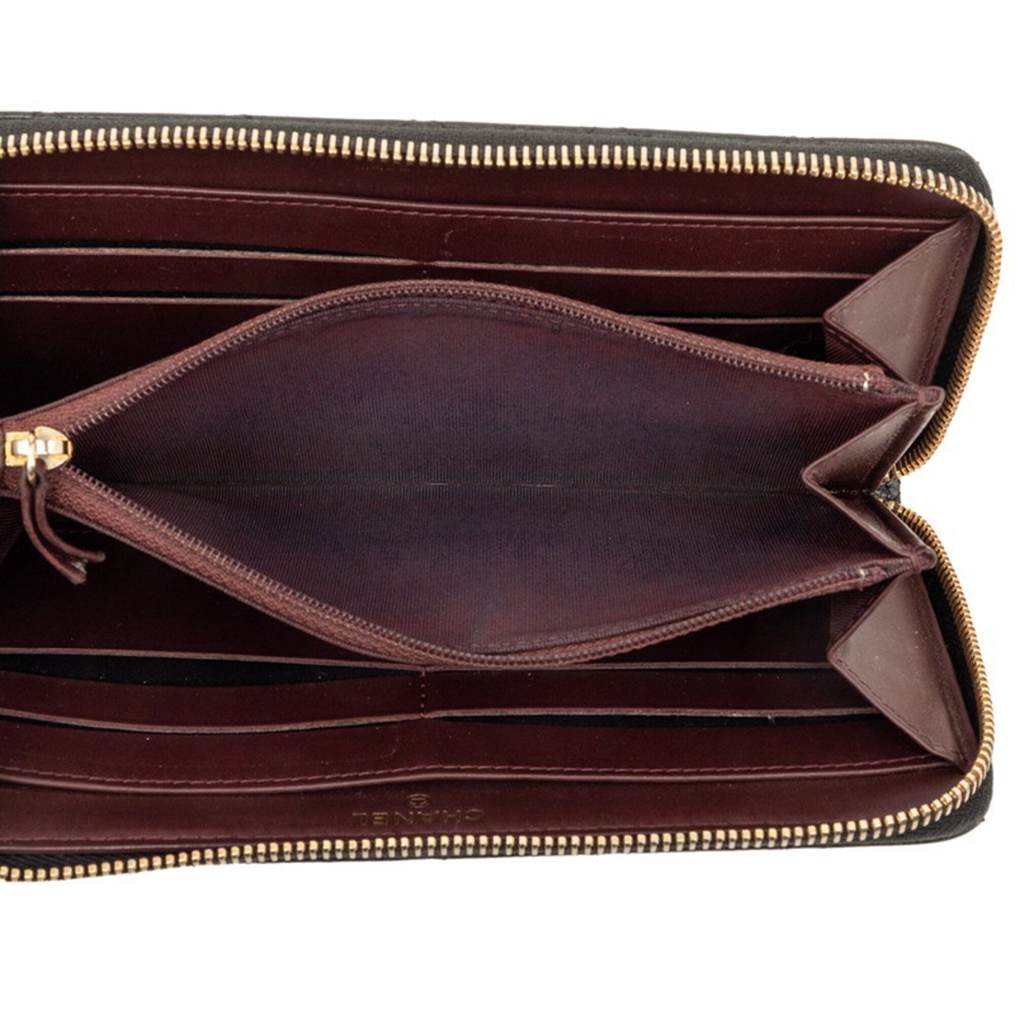 Chanel Matelasse Black Grained Calfskin Long Wallet (Bi-Fold) (Pre-Owned)