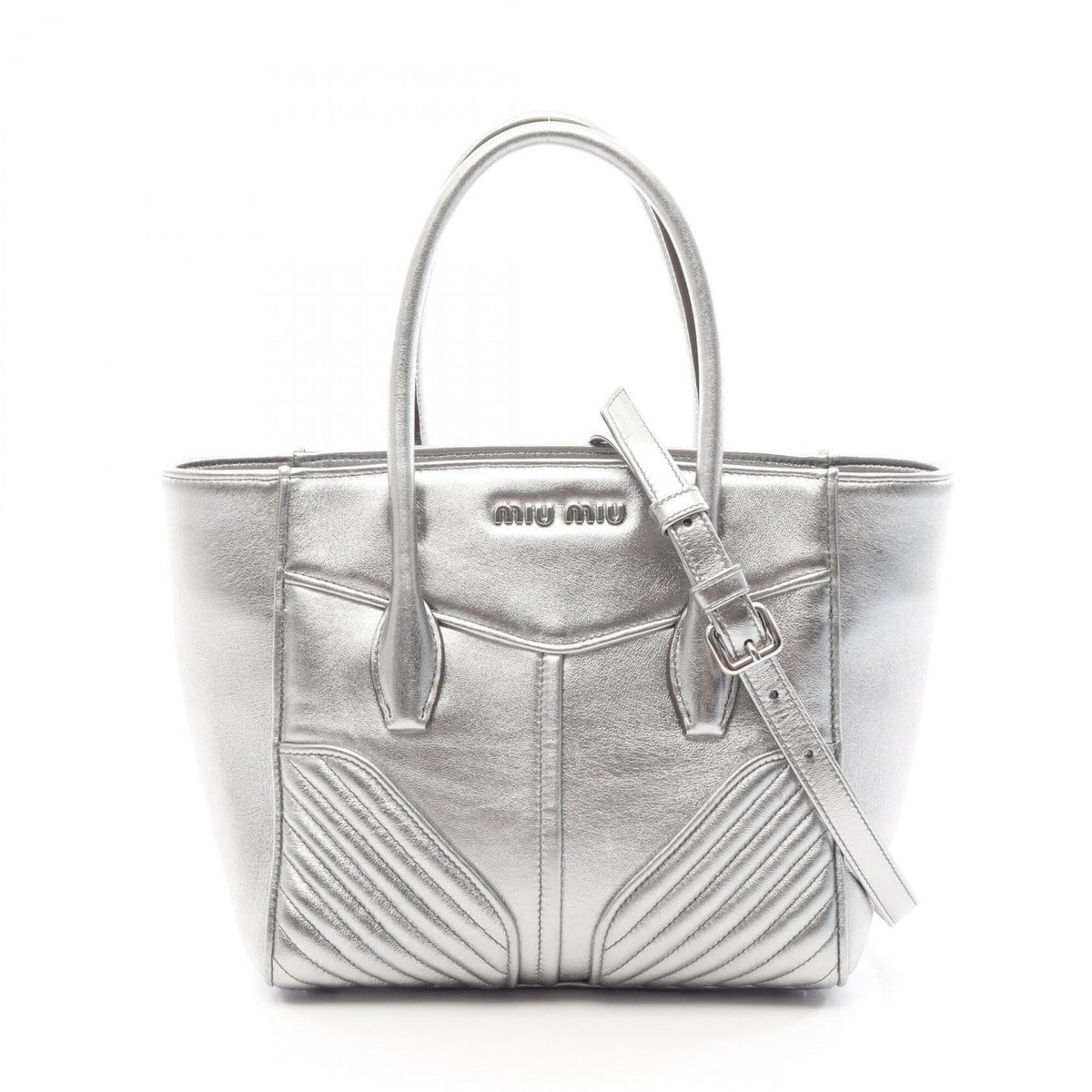 Miu Miu Silver Leather Handbag (Pre-Owned)