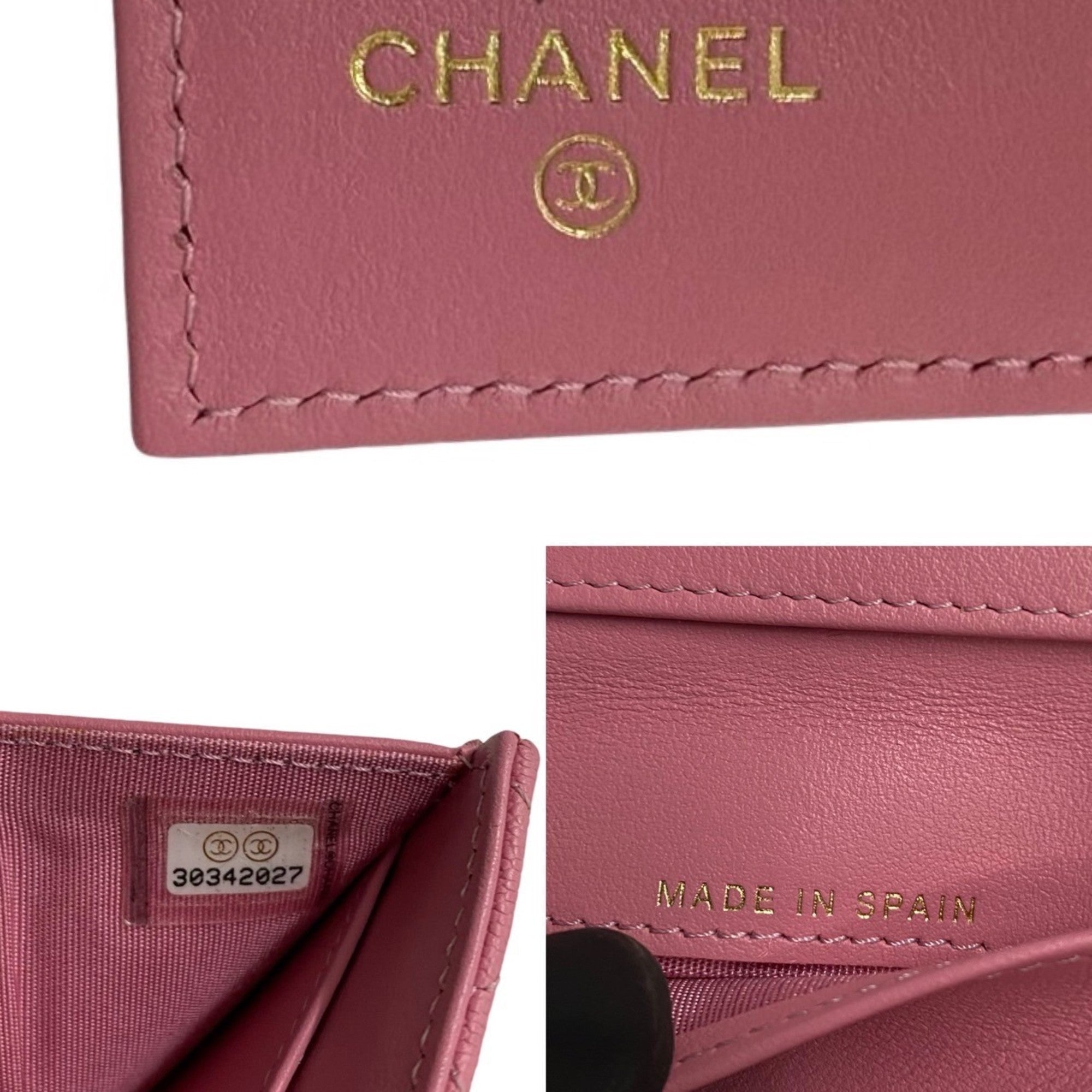 Chanel Pink Grained Calfskin Wallet (Tri-Fold) (Pre-Owned)