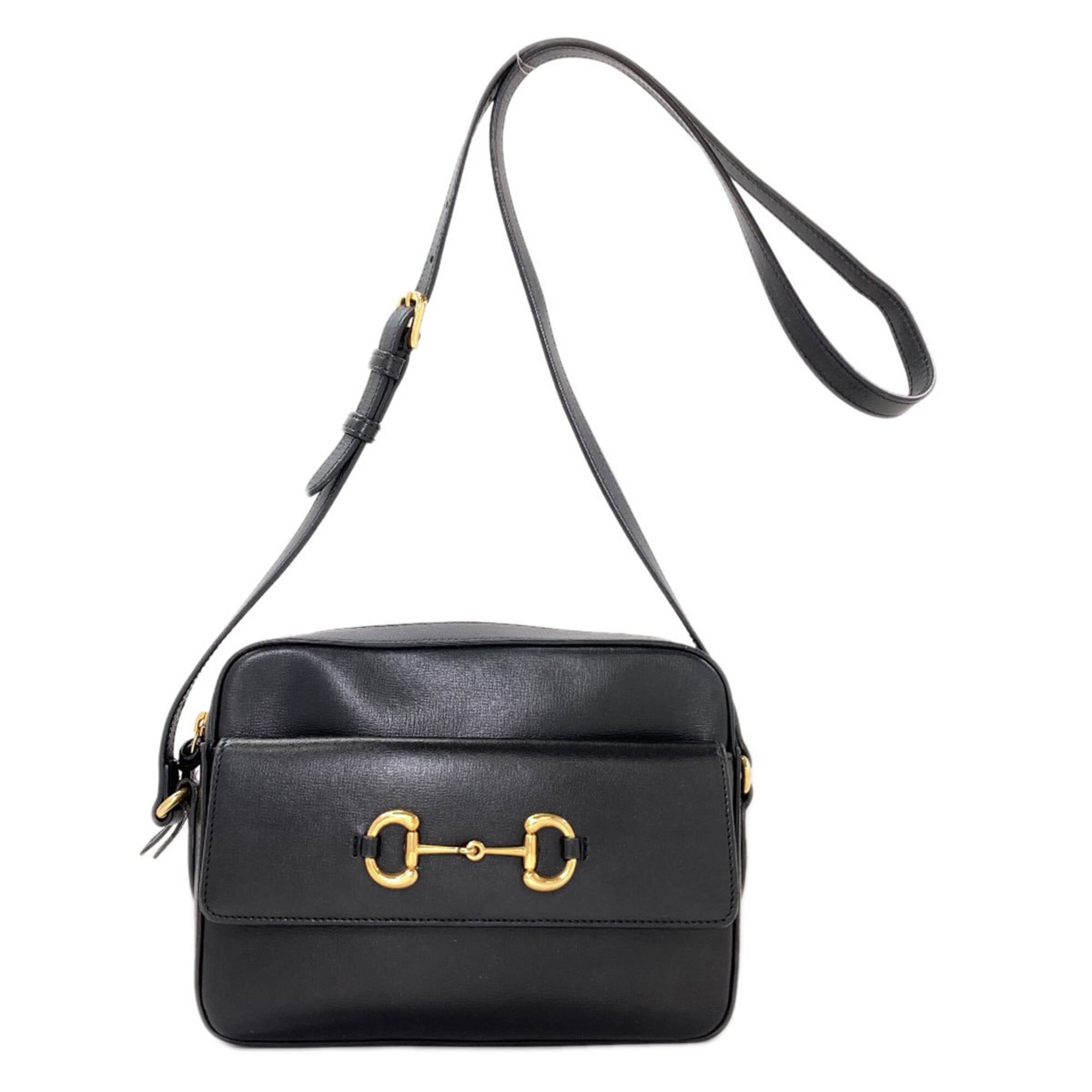 Gucci Horsebit Black Leather Shoulder Bag (Pre-Owned)