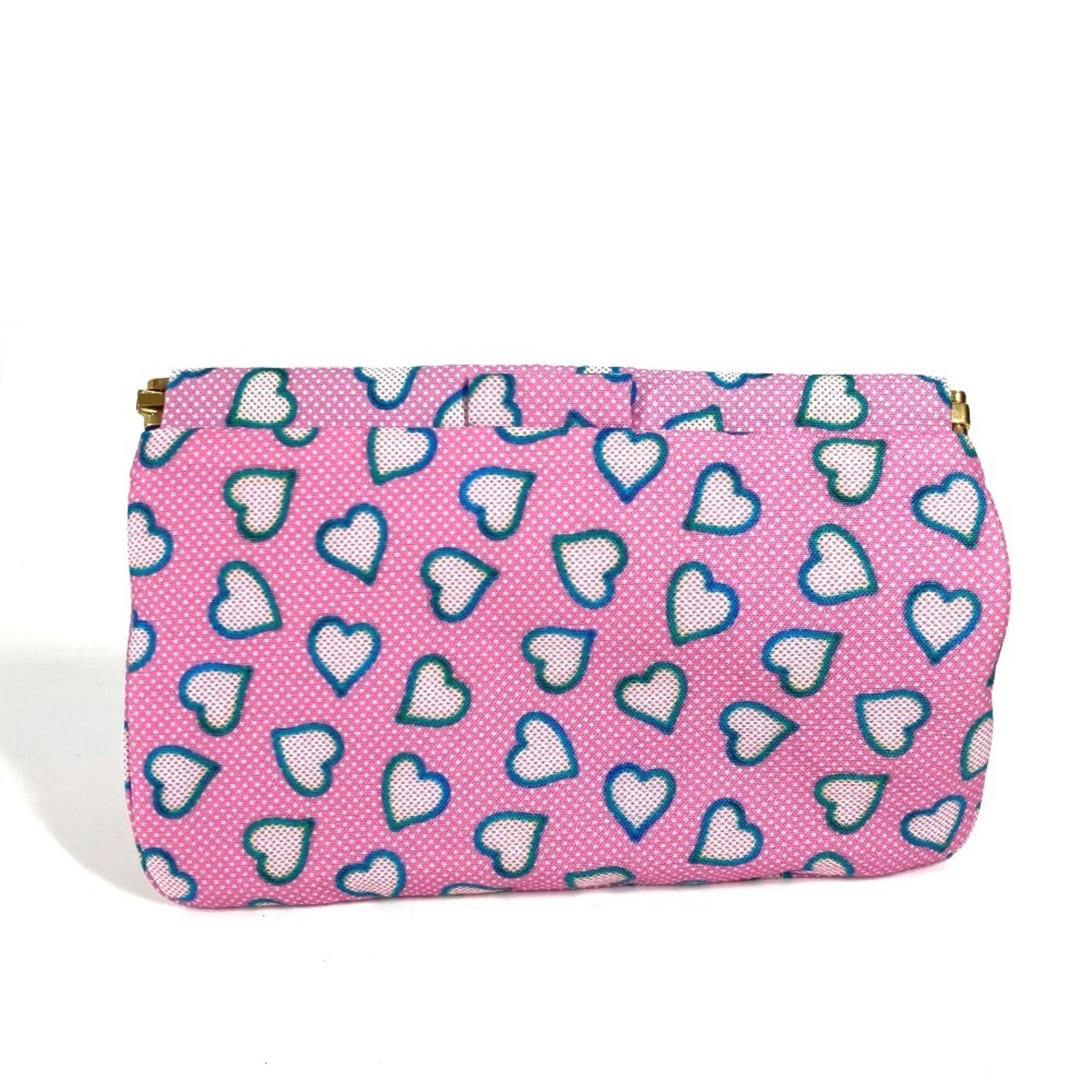 Miu Miu Blue Pink Nylon Leather Clutch Bag Pouch (Pre-Owned)